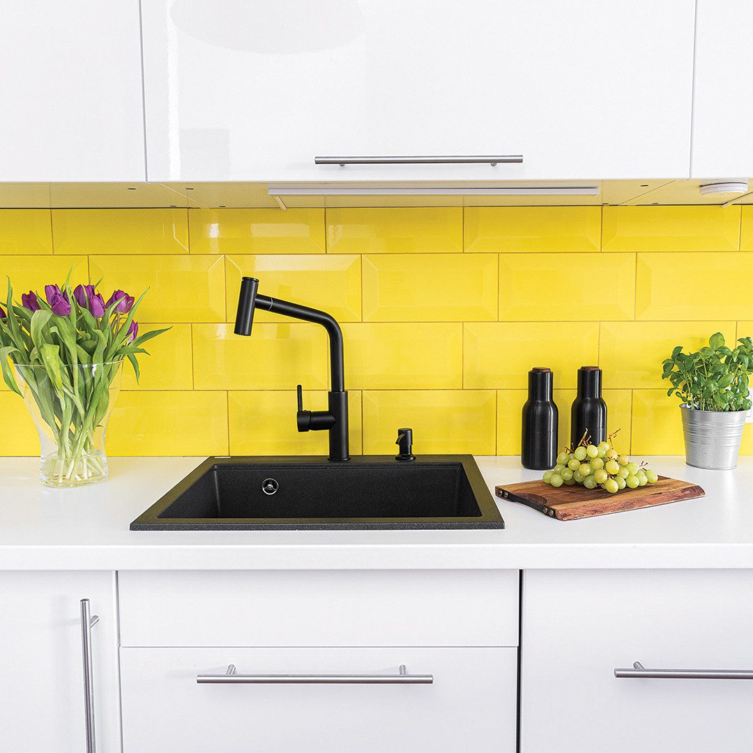 Granitspüle Einbauspüle TAU aus Granit (57×50 cm), 1 Becken, schwarz, matt günstig online kaufen