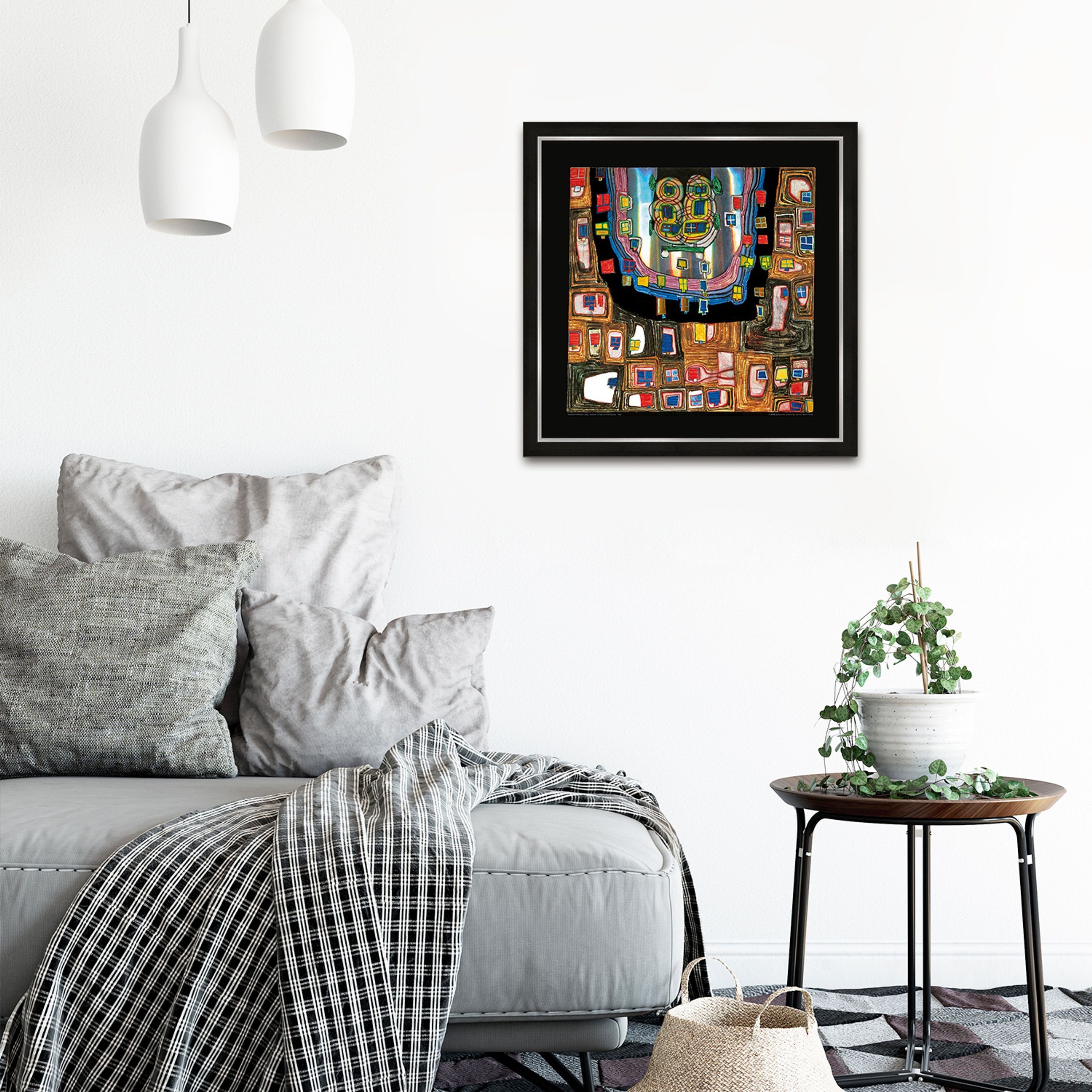 Poster artissimo Wandbild mit Bild / gerahmt Hundertwasser mit 53x53cm / Rahmen Rahmen Bild