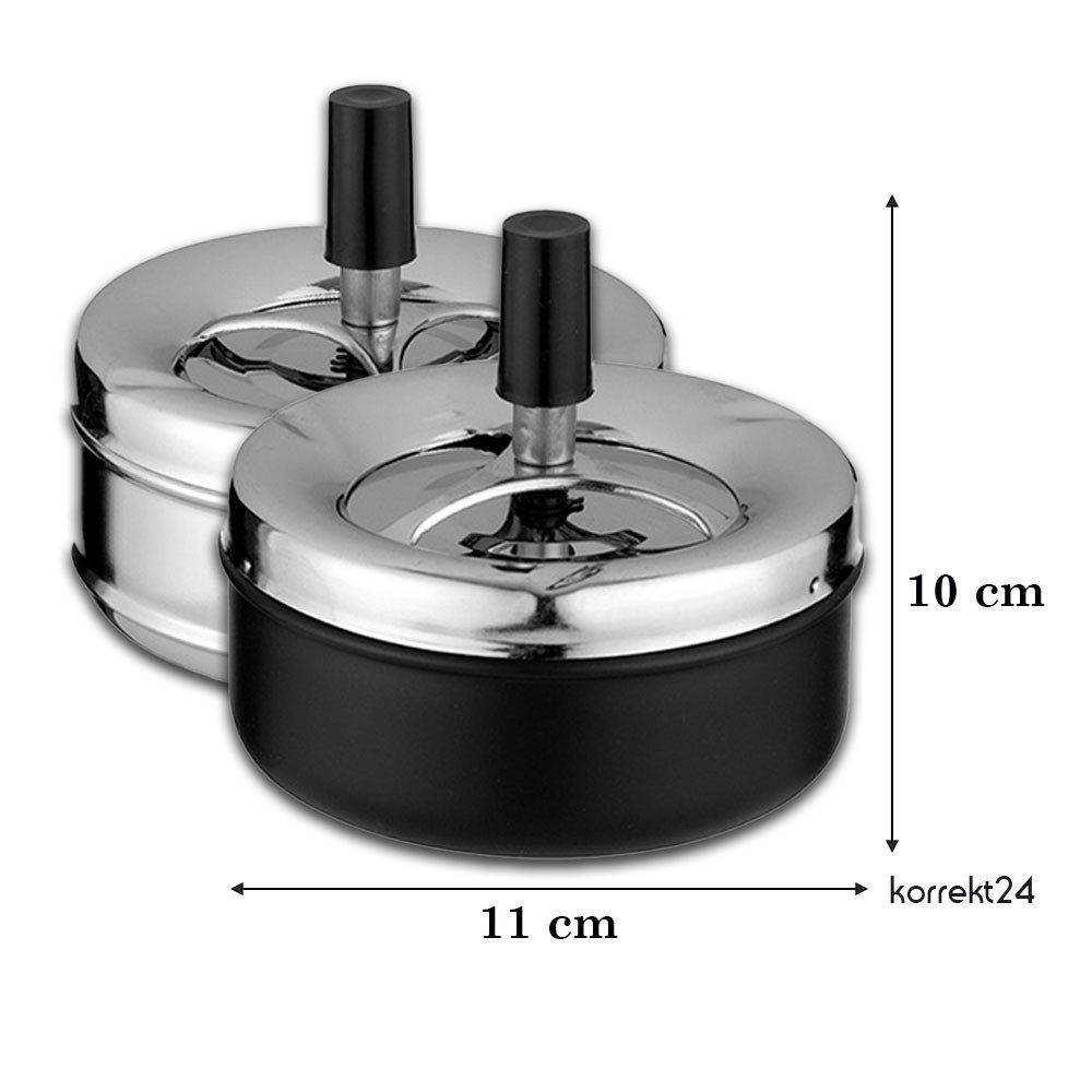 Coumo Aschenbecher 2x Drehaschenbecher Set mit Deckel, Metall, für draussen