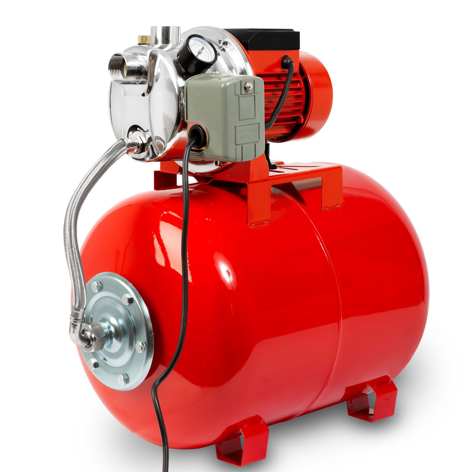 EBERTH Hauswasserwerk 3600 L/h Förderleistung, 5 bar Förderdruck, 750W, Pumpe mit Druckschalter für Automatikbetrieb