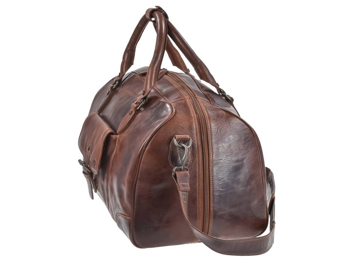 Greenburry Reisetasche "Rugged" Leder 48x31cm teak braun, Weekender, Sporttasche