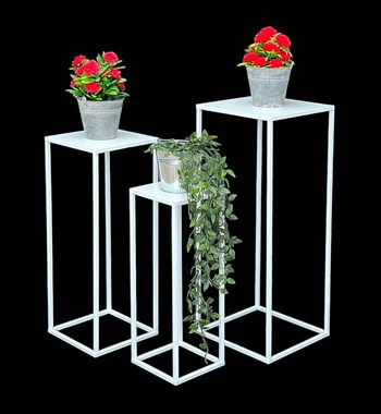 DanDiBo Blumenständer Blumenhocker Metall Weiß Eckig Blumenständer Beistelltisch 3er Set