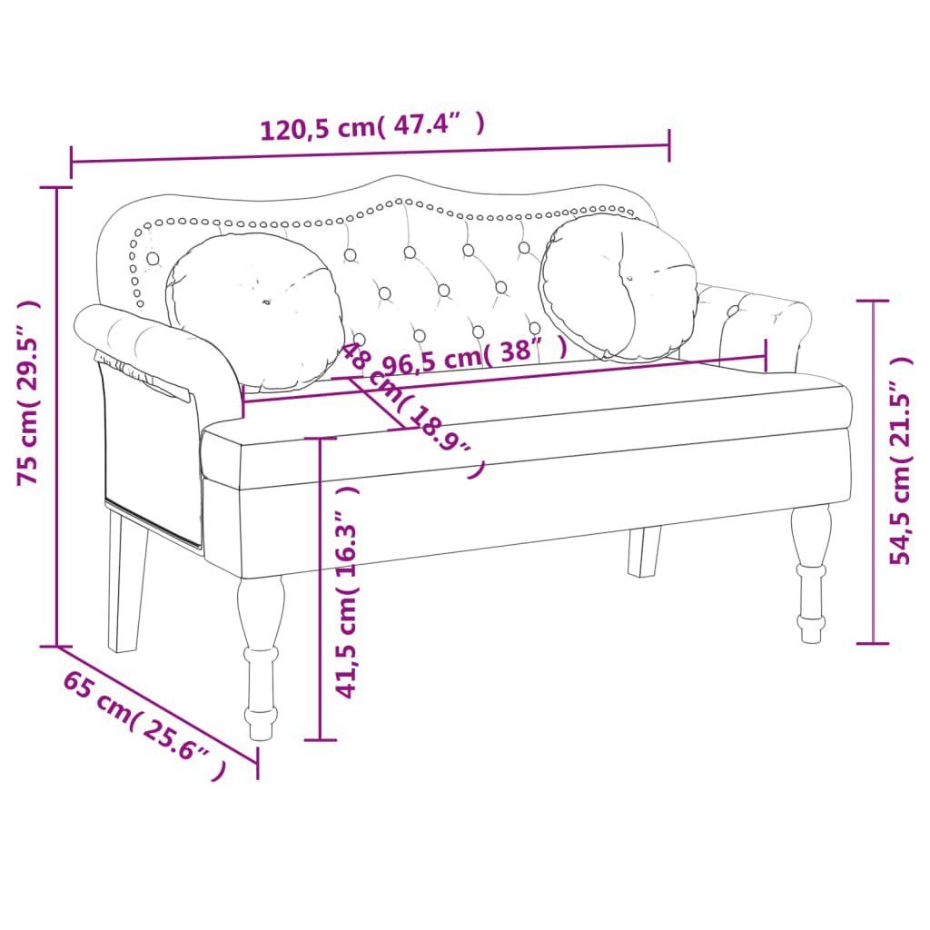 Sitzbank Gelb Samt Kissen mit vidaXL 120,5x65x75 cm Sitzbank