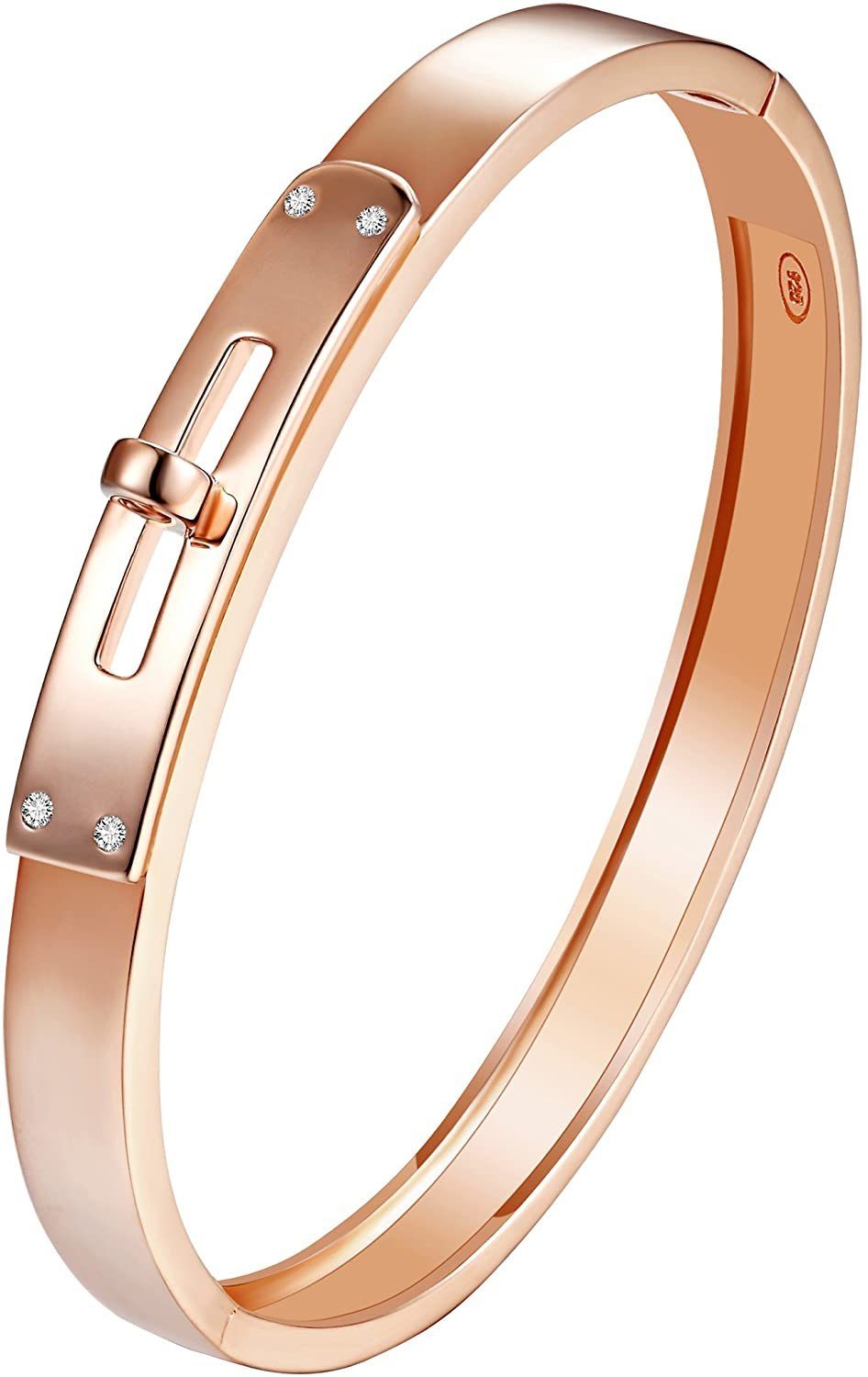 Karisma Edelstahlarmband Karisma Armreif Damen Sterling Silber 925 rhodiniert, Zirkonia Weiss HS-ARM01 Farbwahl - Roségold