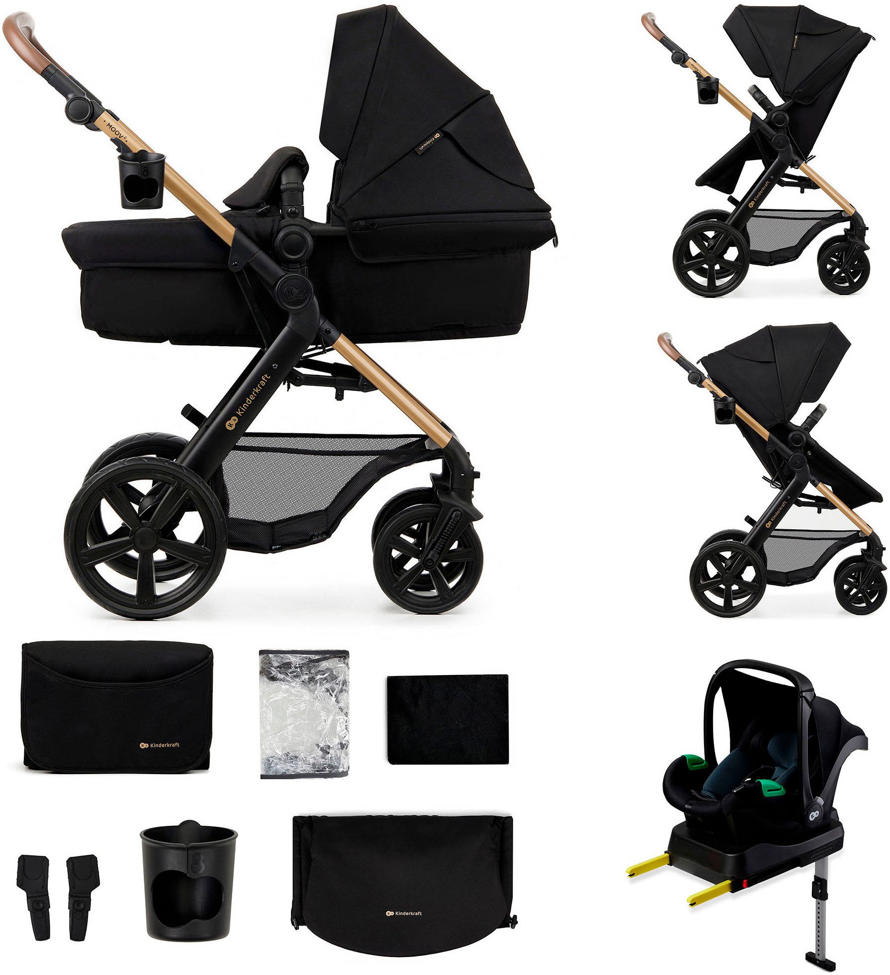 Kinderkraft Kombi-Kinderwagen MOOV 2 4in1 EVA, (Set), mit EVA-Rädern