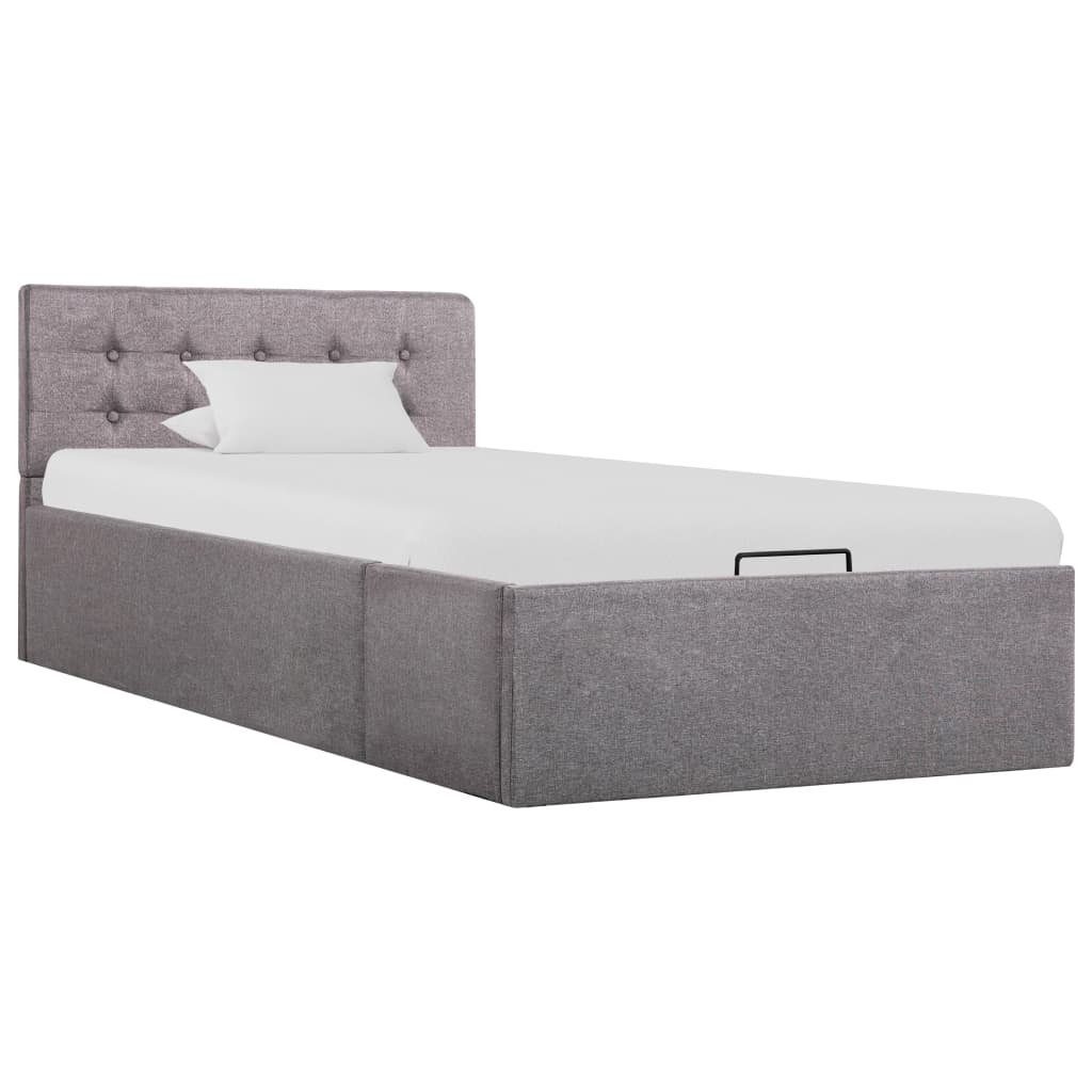 vidaXL Stauraumbett aus Stoff in Taupe (LxBxH: 211x98x73 cm)