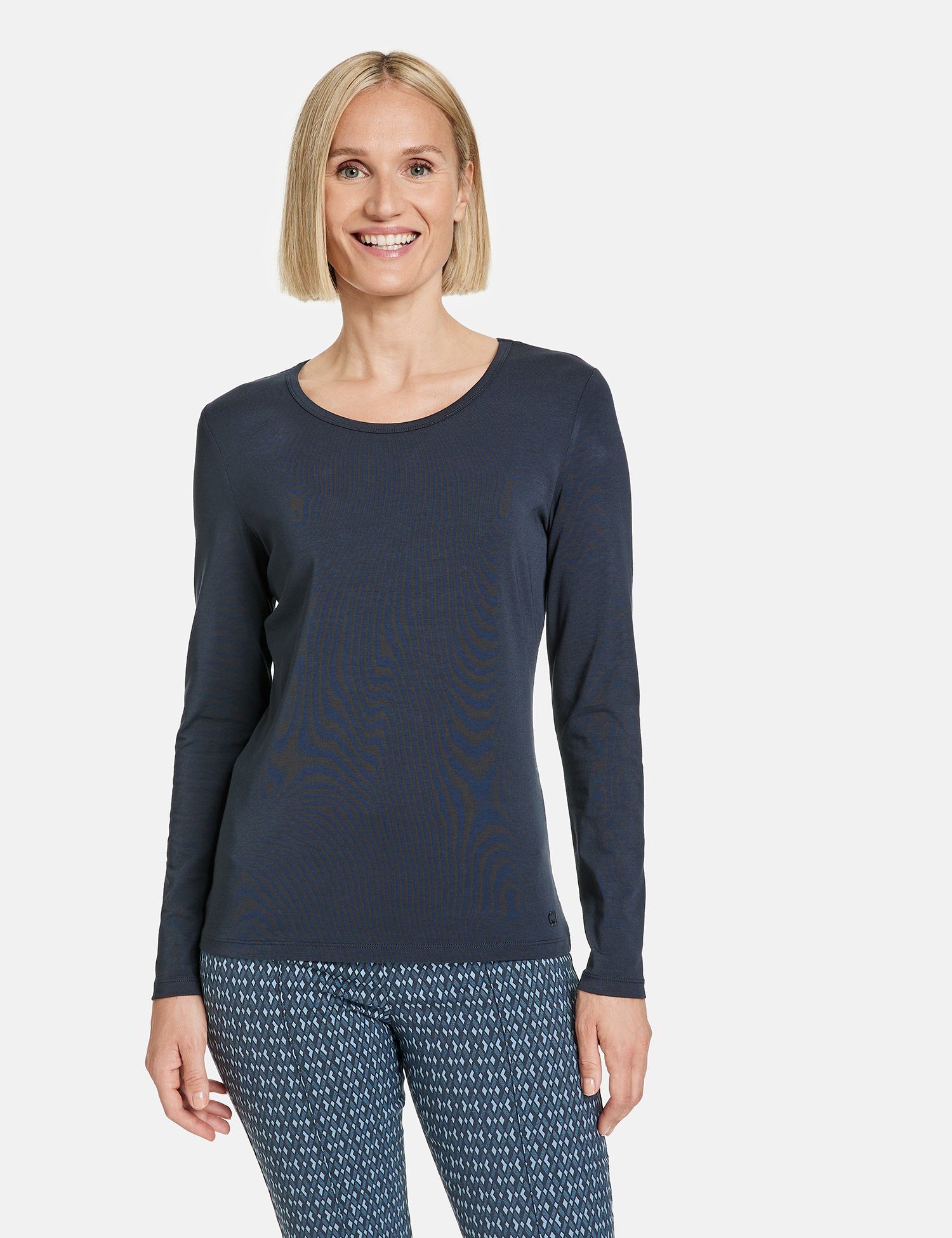 GERRY WEBER Langarmshirt Basic Langarmshirt mit Stretchkomfort navy