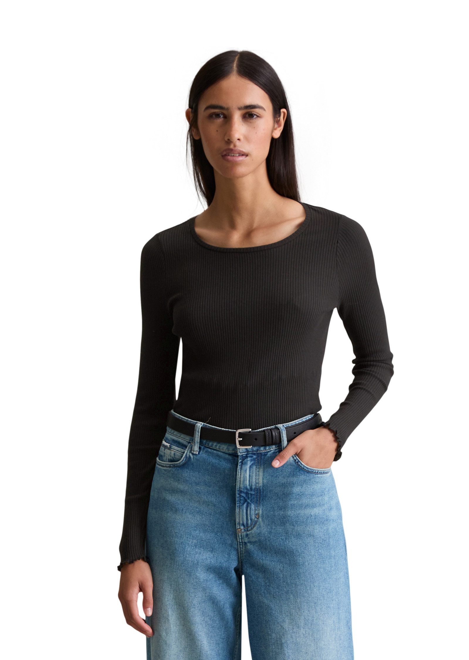 Marc O'Polo DENIM Langarmshirt Rundhalsausschnitt, Slim günstig online kaufen