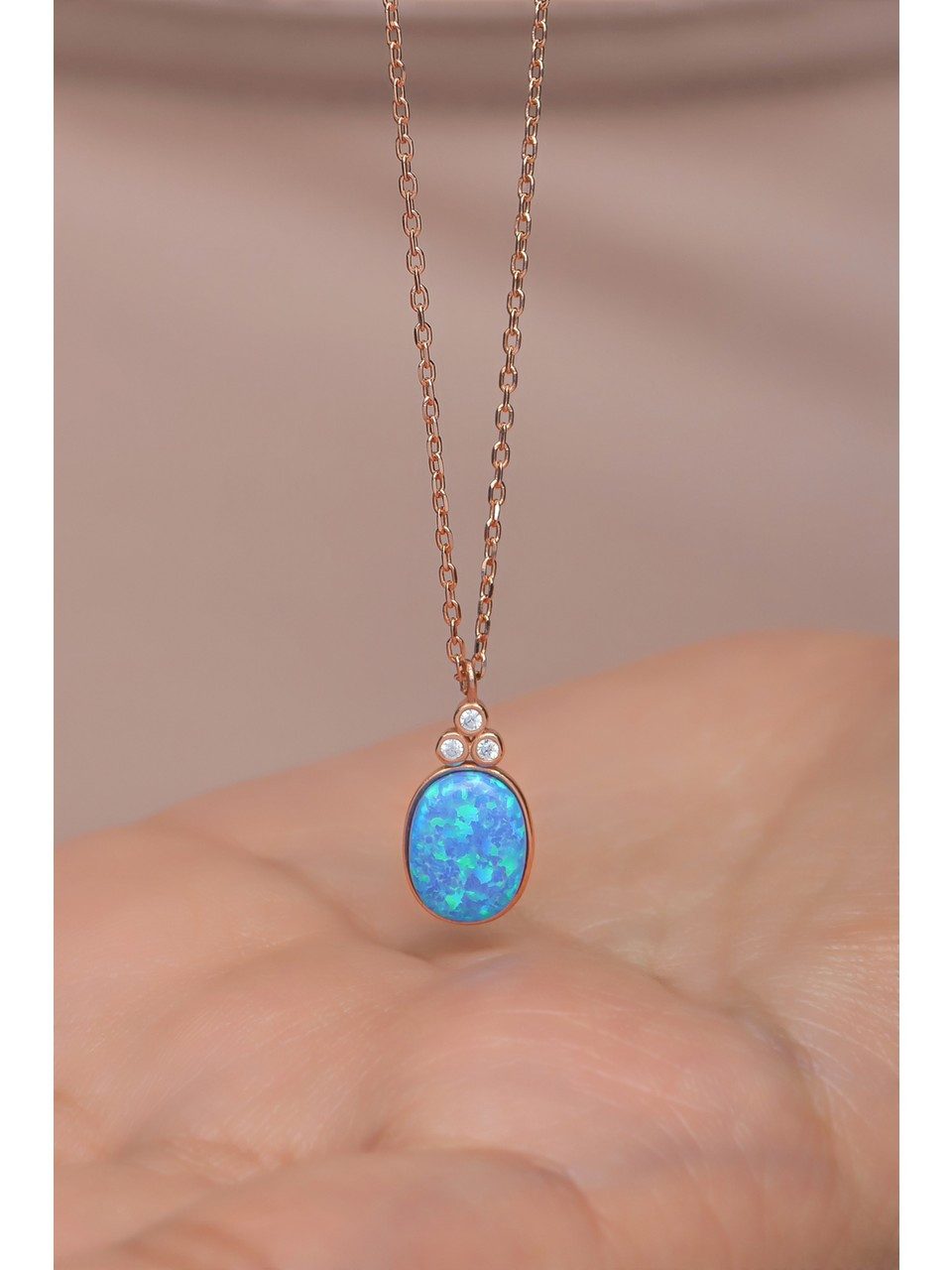 Nisan Ohrring-Set, Damen Halskette mit Ovalem Blauen Opal – 925 Silber Rosé günstig online kaufen