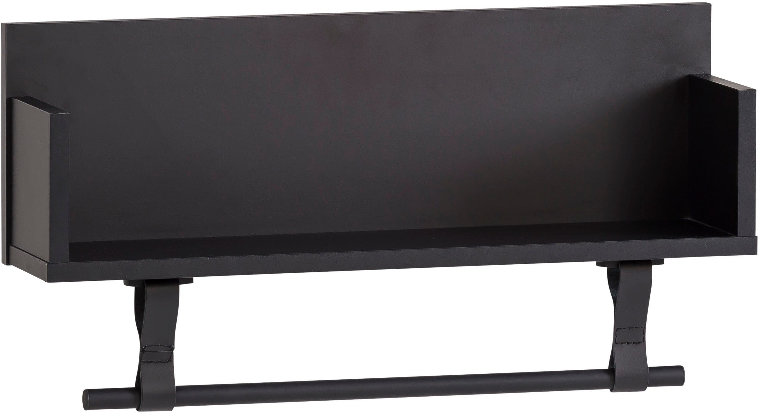 welltime Wandregal Ella, Breite 59 cm, Mit Kleiderstange aus Kunststoff und Schlaufen aus Leder