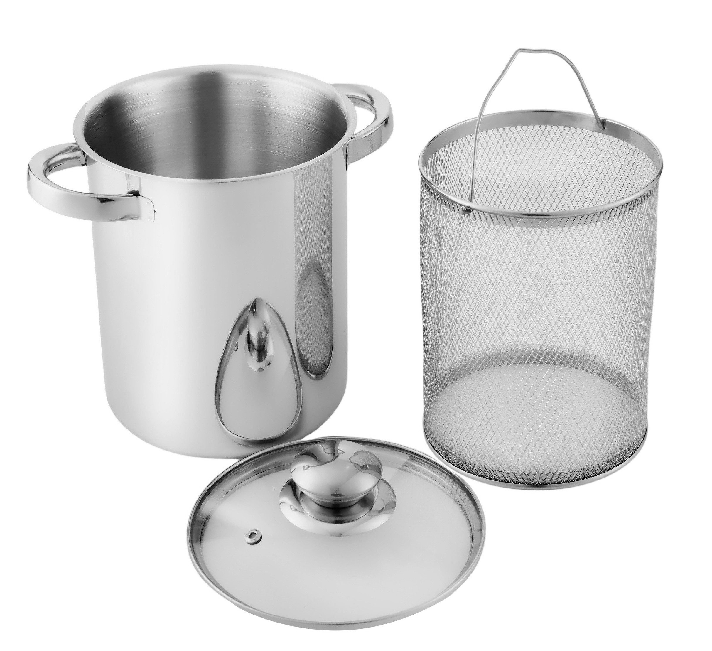 Michelino Spargeltopf Spargel-Topf Edelstahl Spaghettitopf 4 L Kochtopf, Edelstahl, mit herausnehmbarem Korbeinsatz