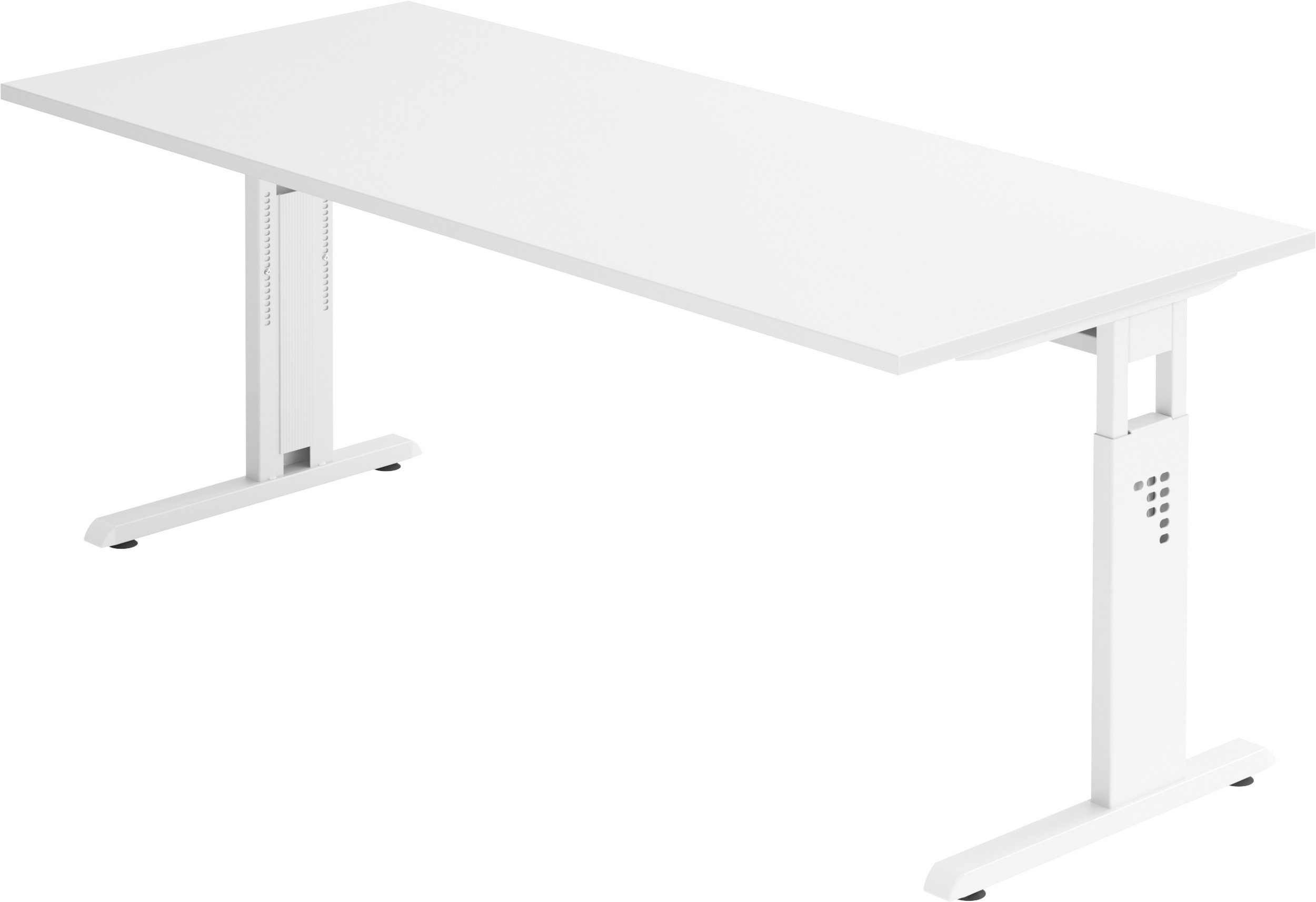 bümö Schreibtisch Schreibtisch Serie-O, Rechteck: 180 x 80 cm - Dekor: Weiß - Gestell: Weiß