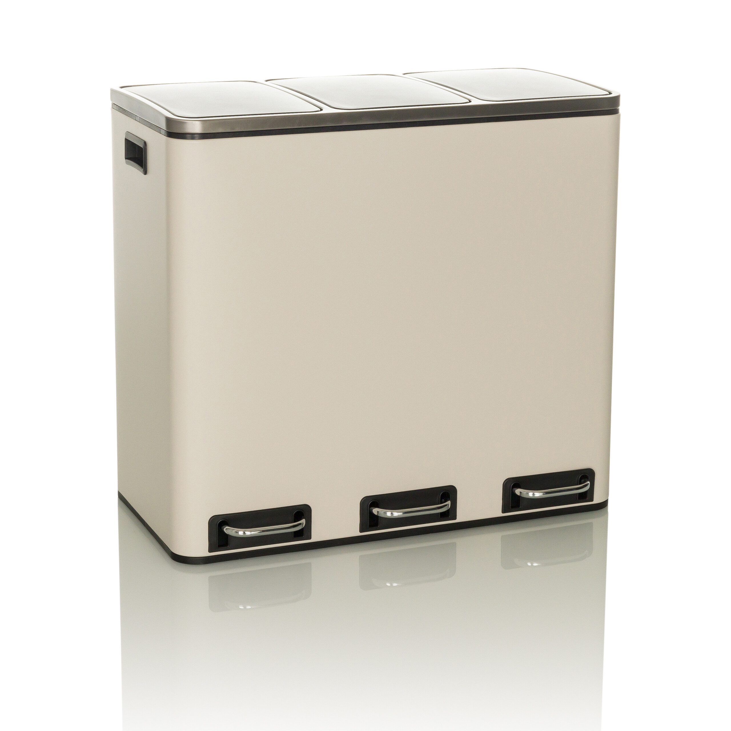 hjh OFFICE Mülleimer Mülleimer Clean 9 Stahlblech, Mülltrennsystem Küche mit 3 Fächern, Abfalleimer 3 x 18L (54 Liter)