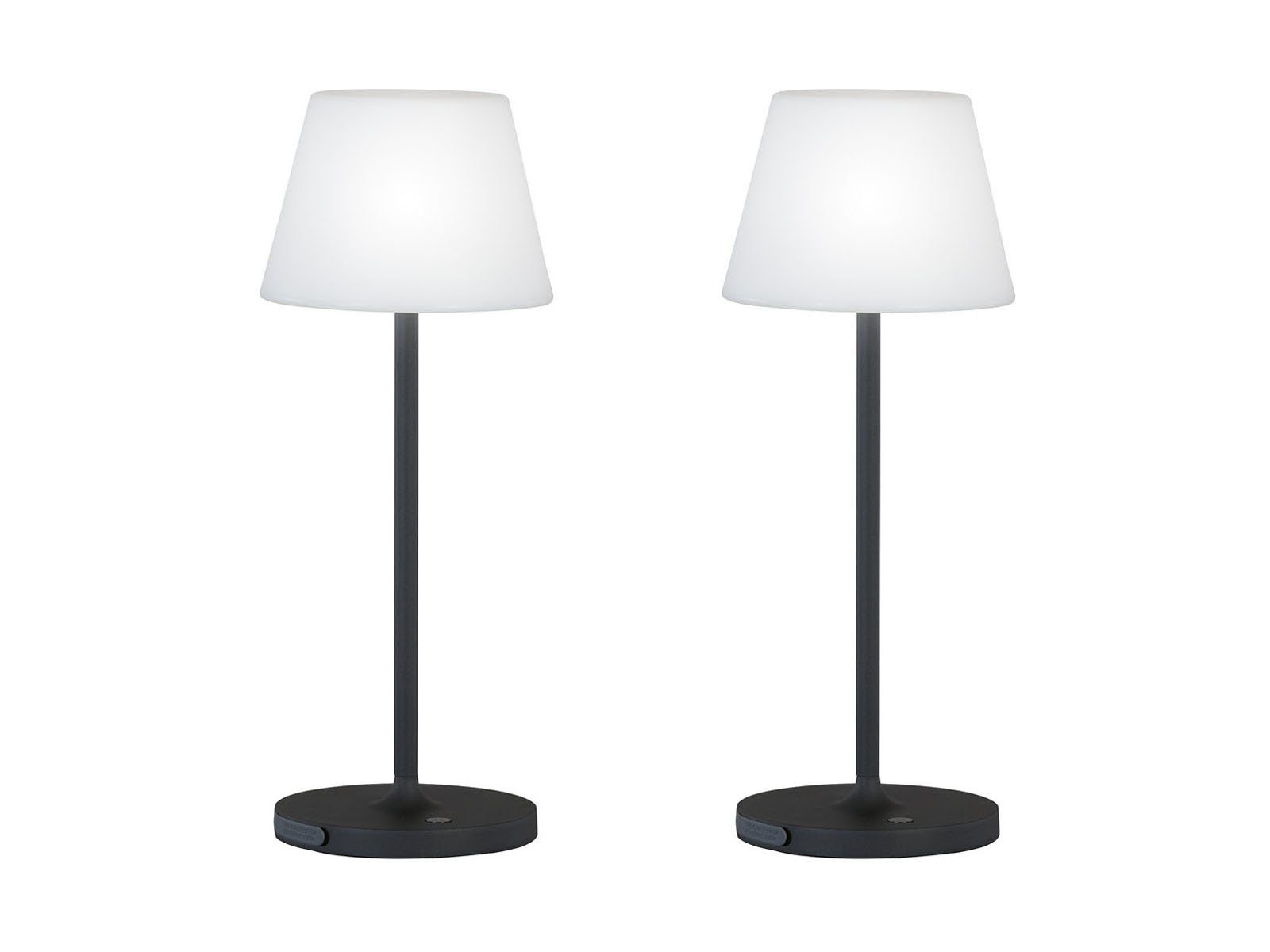 easy! BY FHL LED Außen-Tischleuchte, USB-Ladefunktion, LED fest integriert, Warmweiß, 2er SET 38cm Outdoor IP 44 Schutzklasse ohne Strom-Kabel mit Akku USB