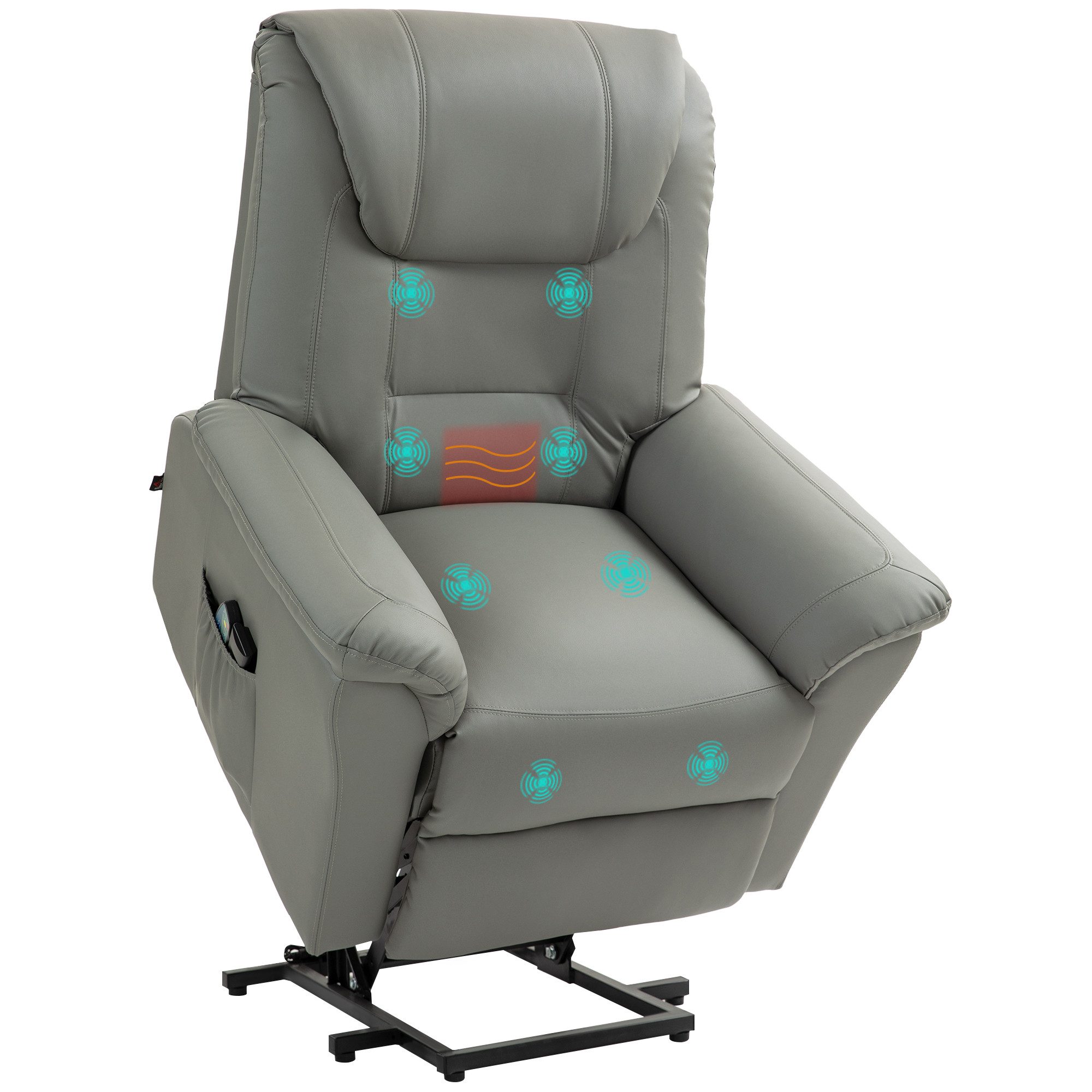 HOMCOM Massagesessel mit Aufstehhilfe, Liegefunktion, Heizfunktion günstig online kaufen