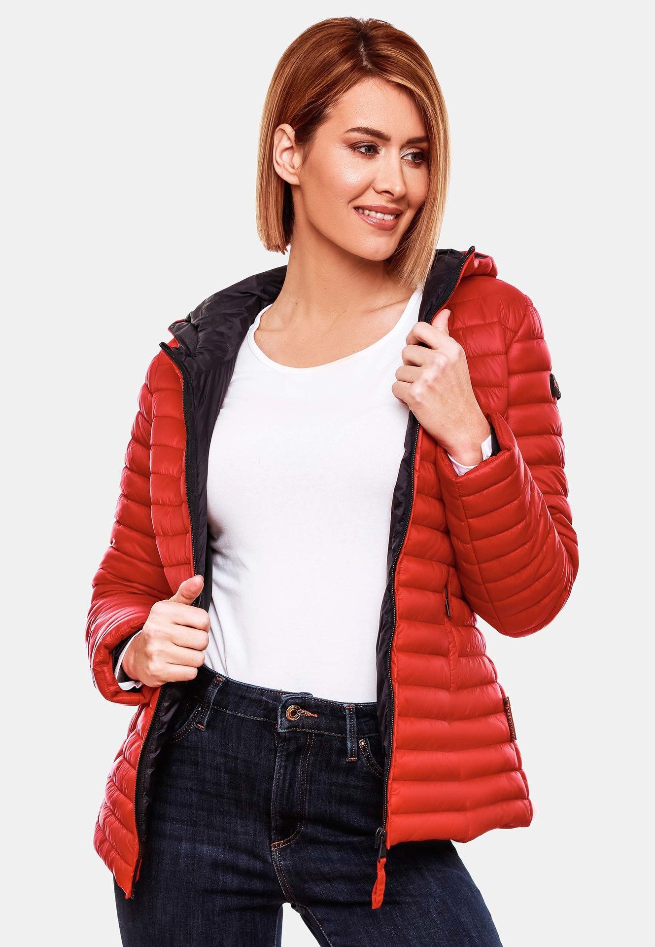 Marikoo Steppjacke Marikoo Asraa Damen Steppjacke B857 Übergangsjacke mit kontrastfarbendem Reißverschluss