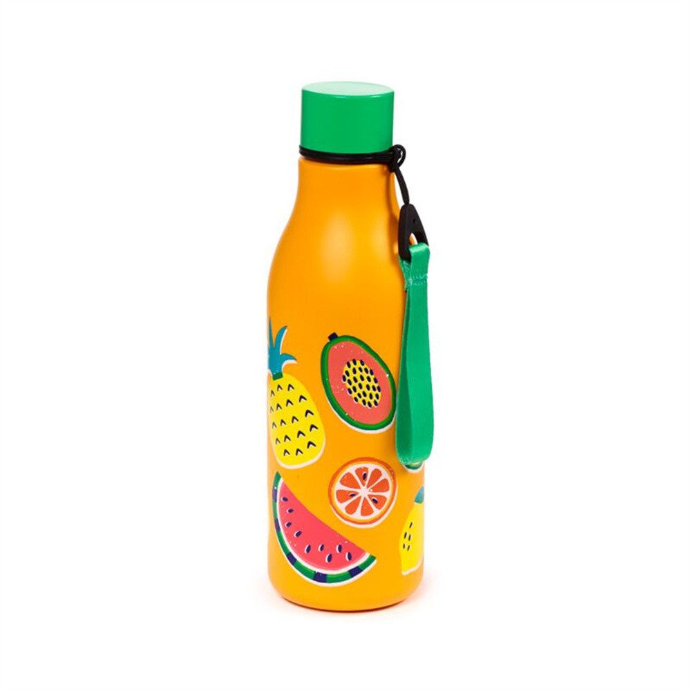 Puckator Isolierflasche Summer Fruits - Sommer Früchte, mit Tragegurt, für 500 ml