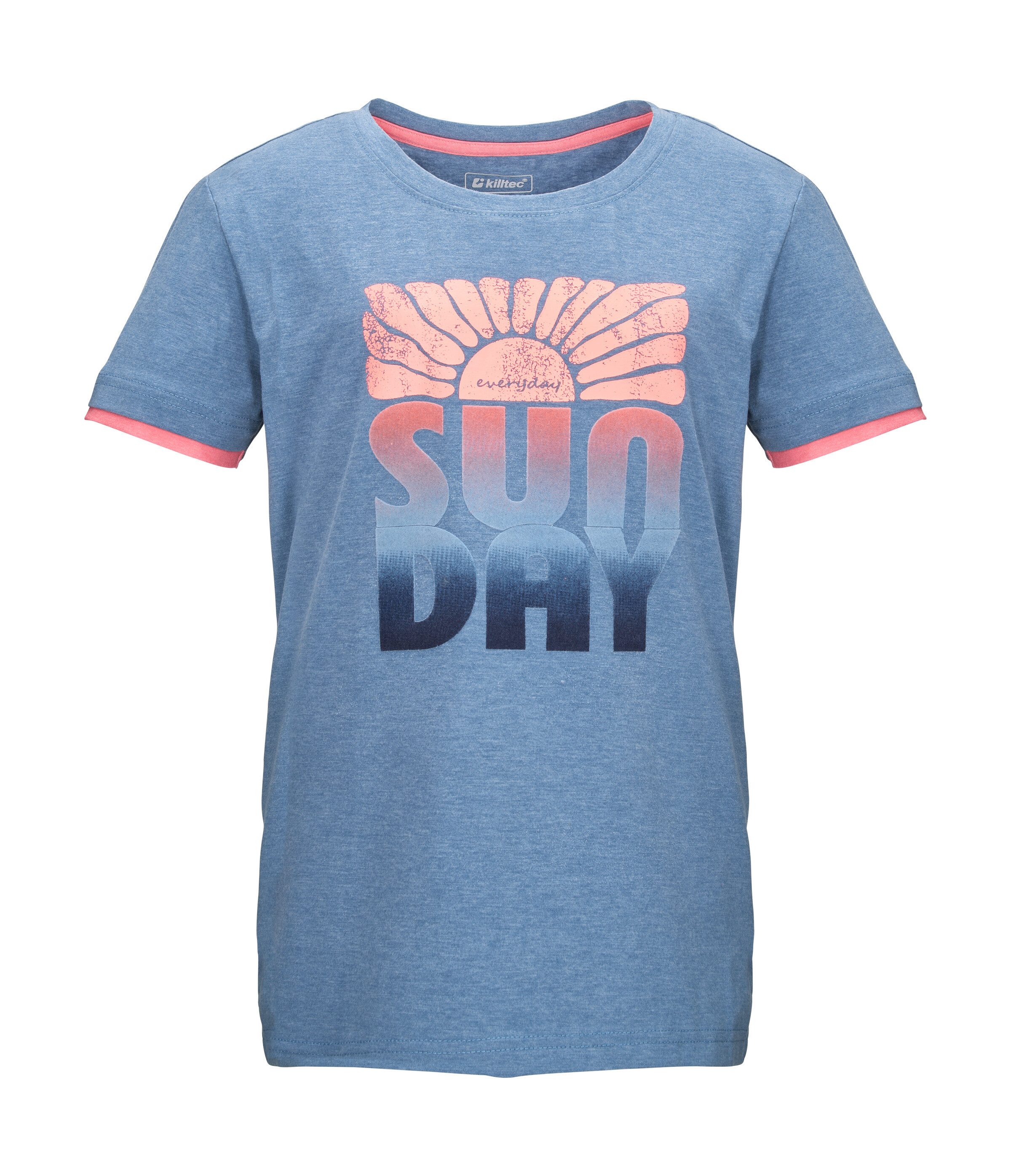 Killtec T-Shirt KOS 133 GRLS TSHRT Farbenfrohes Mädchen-T-Shirt mit „Sunday“-Print