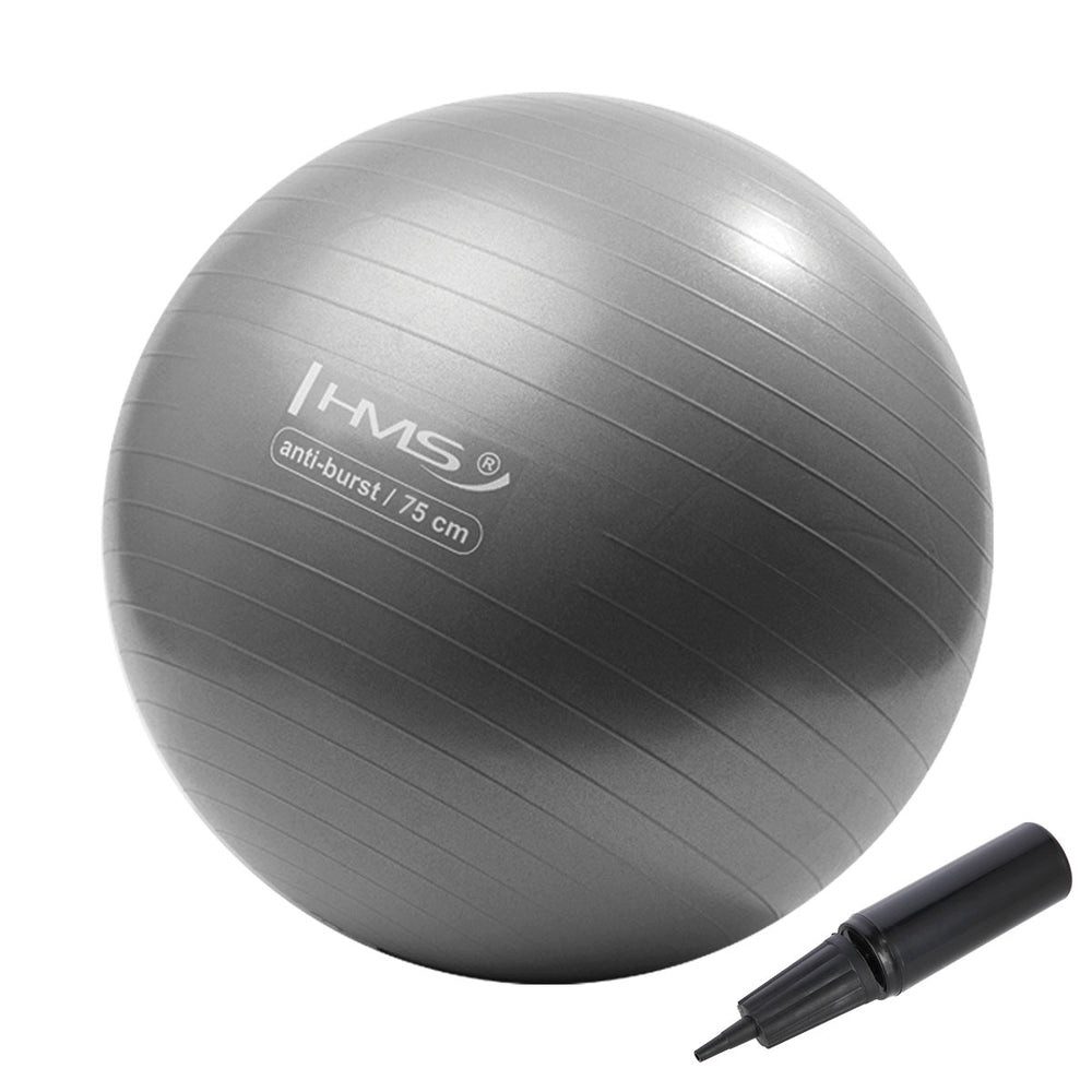 HMS Gymnastikball Fitnessball Sitzball Pilatesball (Spar-Set, 1-St., Ø 75 cm rutschfest), Anti-Burst, Kunststoff, rutschfest, bis 100 kg, Pumpe
