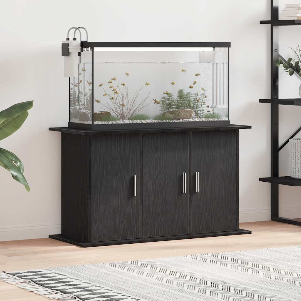 furnicato Aquariumunterschrank Aquariumständer 101 x 41 x 58 cm Schwarzeiche Aquarienschrank mit 6 Fächern und Wandbefestigung für dein Wohnzimmer