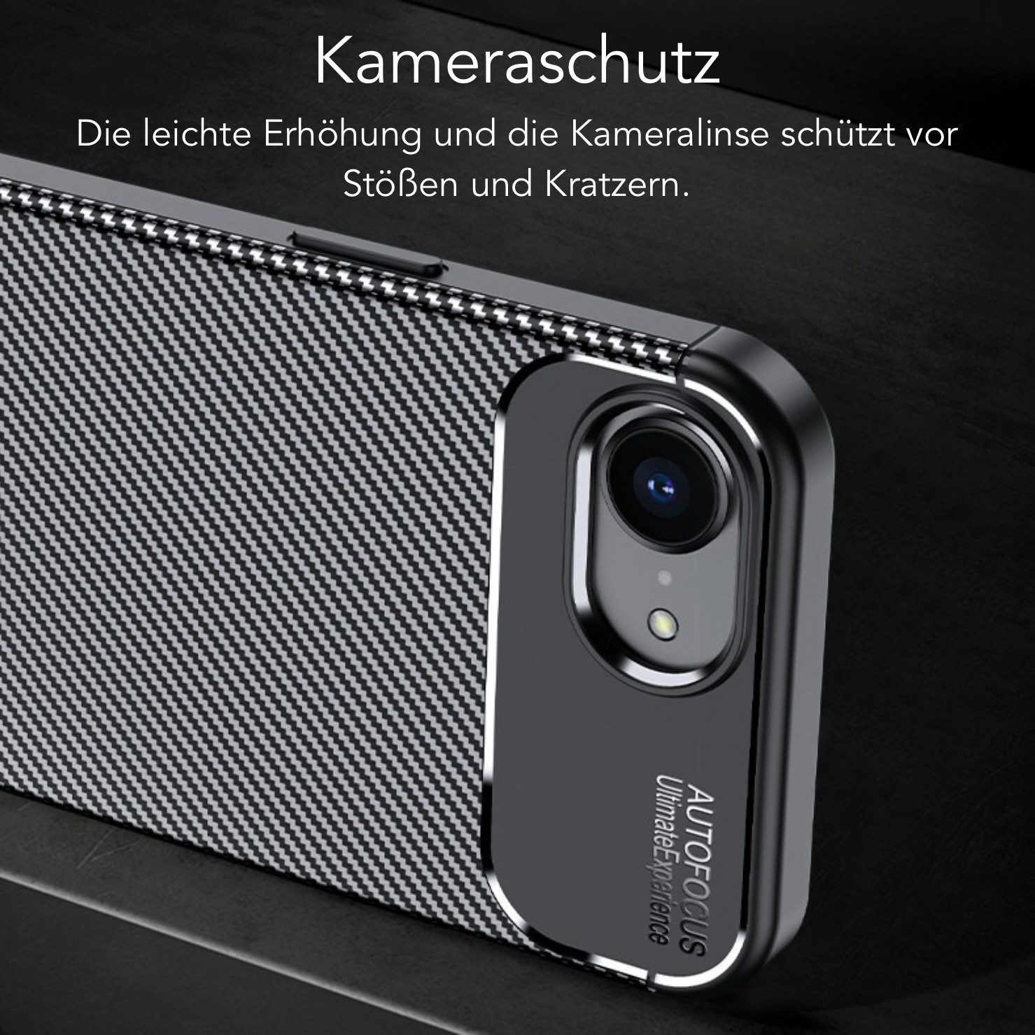 AVANA Handyhülle für iPhone 17e / 16e Hülle Silikon Schutzhülle Case Bumper Slim Case, Carbon Optik