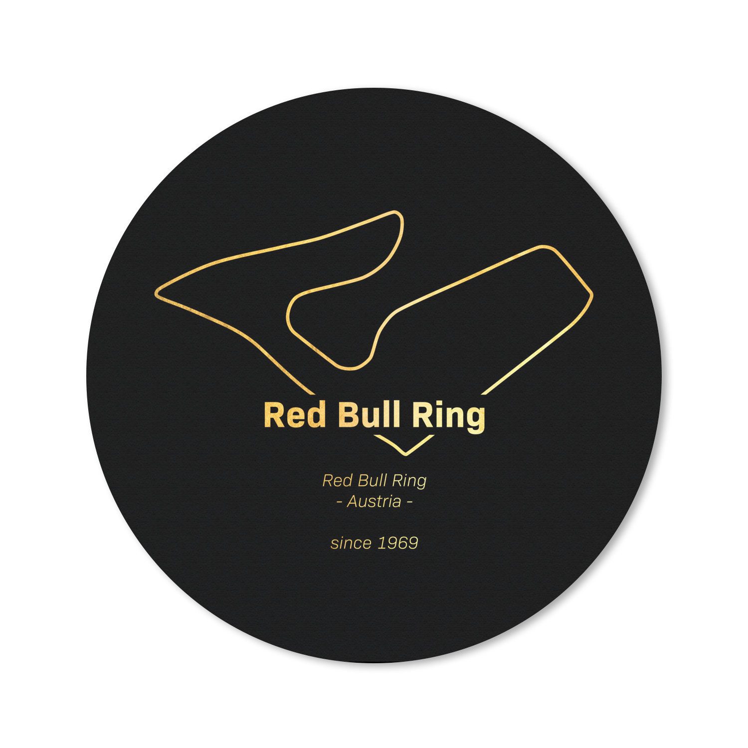 MuchoWow Mauspad Formel 1 - Rennstrecke - Red Bull Ring (1-St), Mousepad mit Rutschfester Unterseite, Gaming, Rund, 30x30 cm