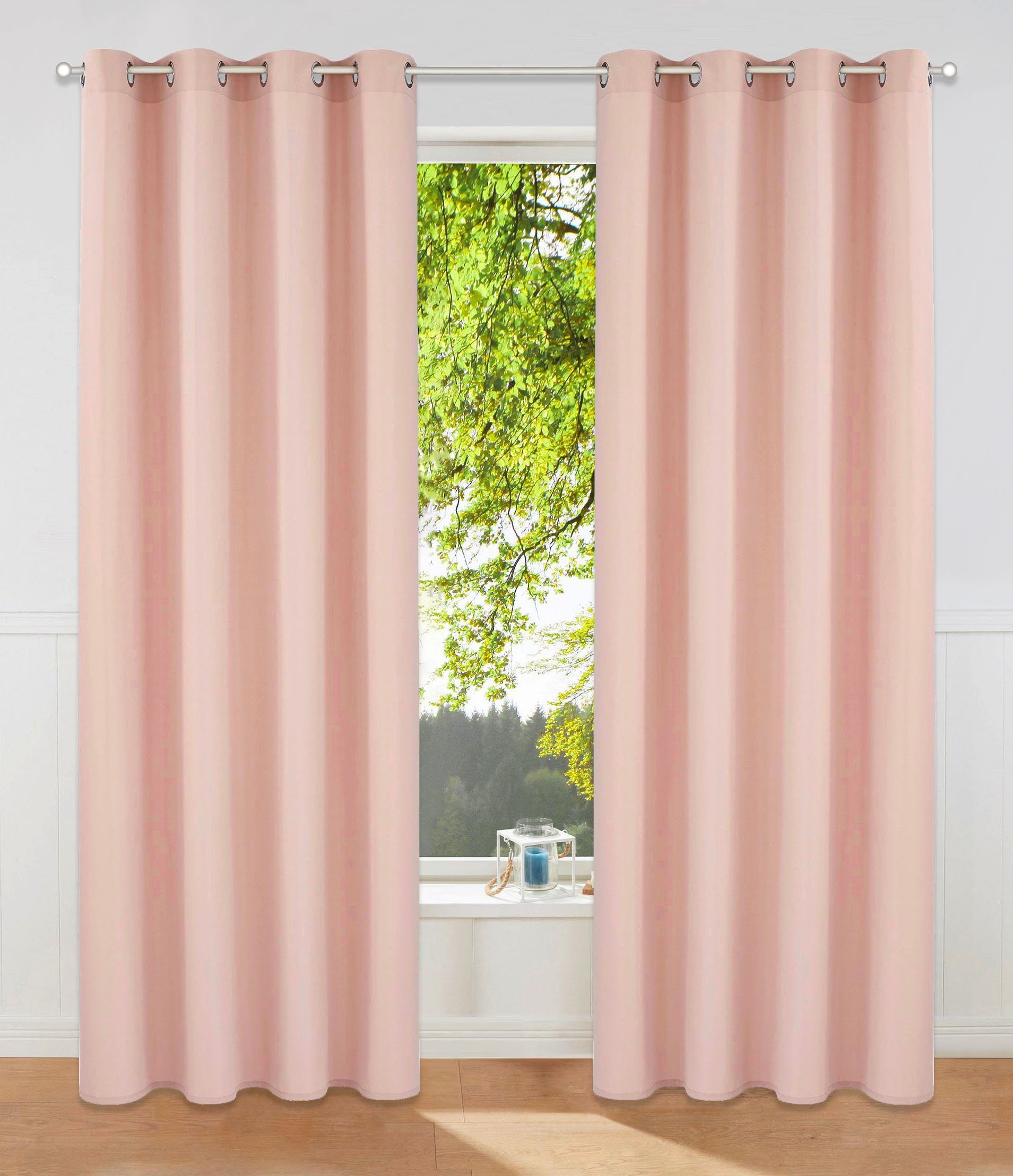OTTO home Vorhang Raja (2 St), Ösen, blickdicht, Polyester, einfarbig, Einfache Montage, Pflegeleicht, Ösen, 2 er Pack, uni