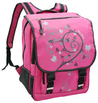 BAG STREET INTERNATIONAL Schulranzen - Schulrucksack Flower Design Pink für Mädchen