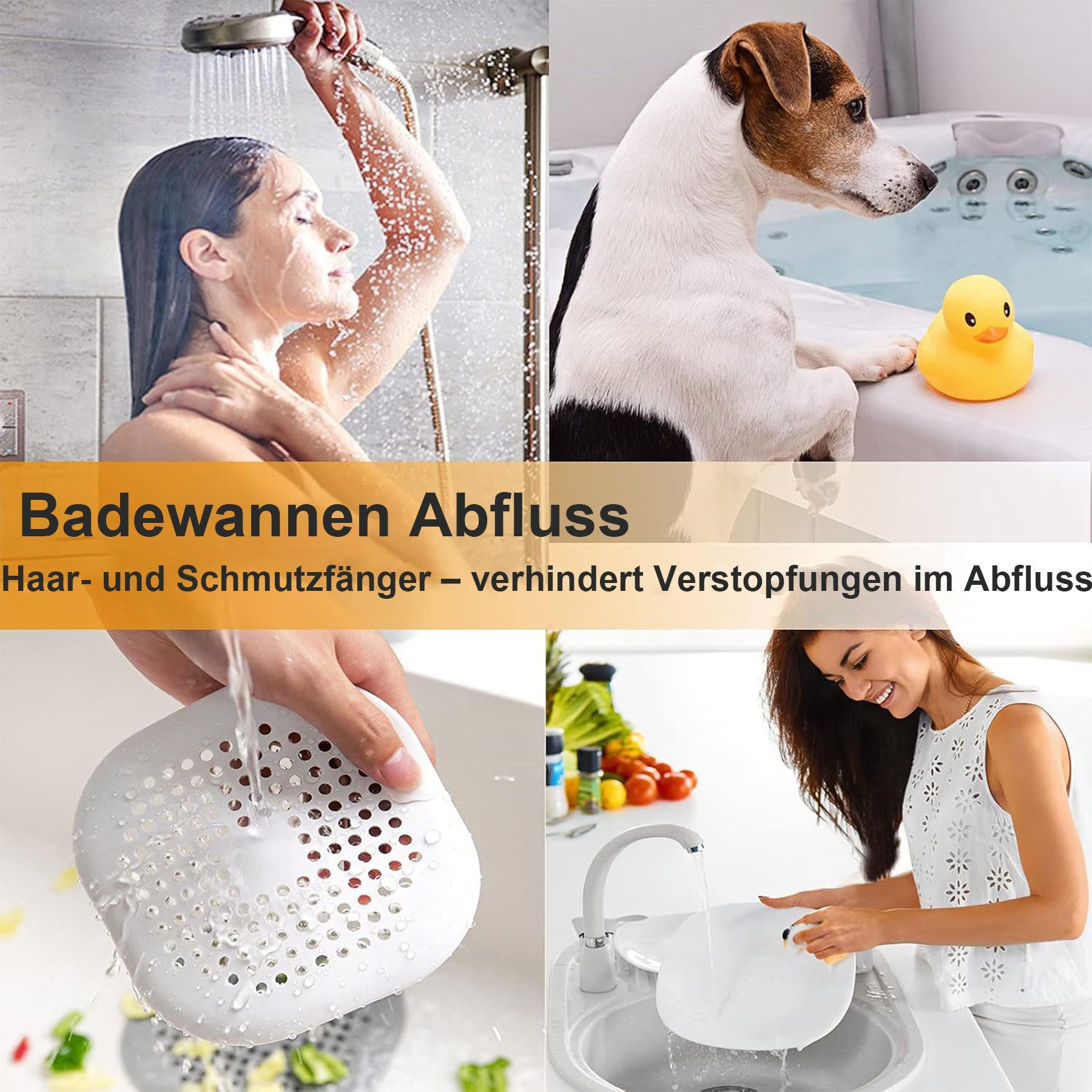 Mutig Waschbeckenstöpsel 6 Stück Abflusssieb Silikon,Abfluss Haarfänger mit Saugnäpfen, (6 Stück Haarsieb Dusche, praktische Silikonsiebe für Abflüsse, Abfluss-Sieb Sink Strainer für Küche, Badewanne, Badezimmer, Dusche), Jeder Filter hat 4 Saugnapfböden, kann stabil haften