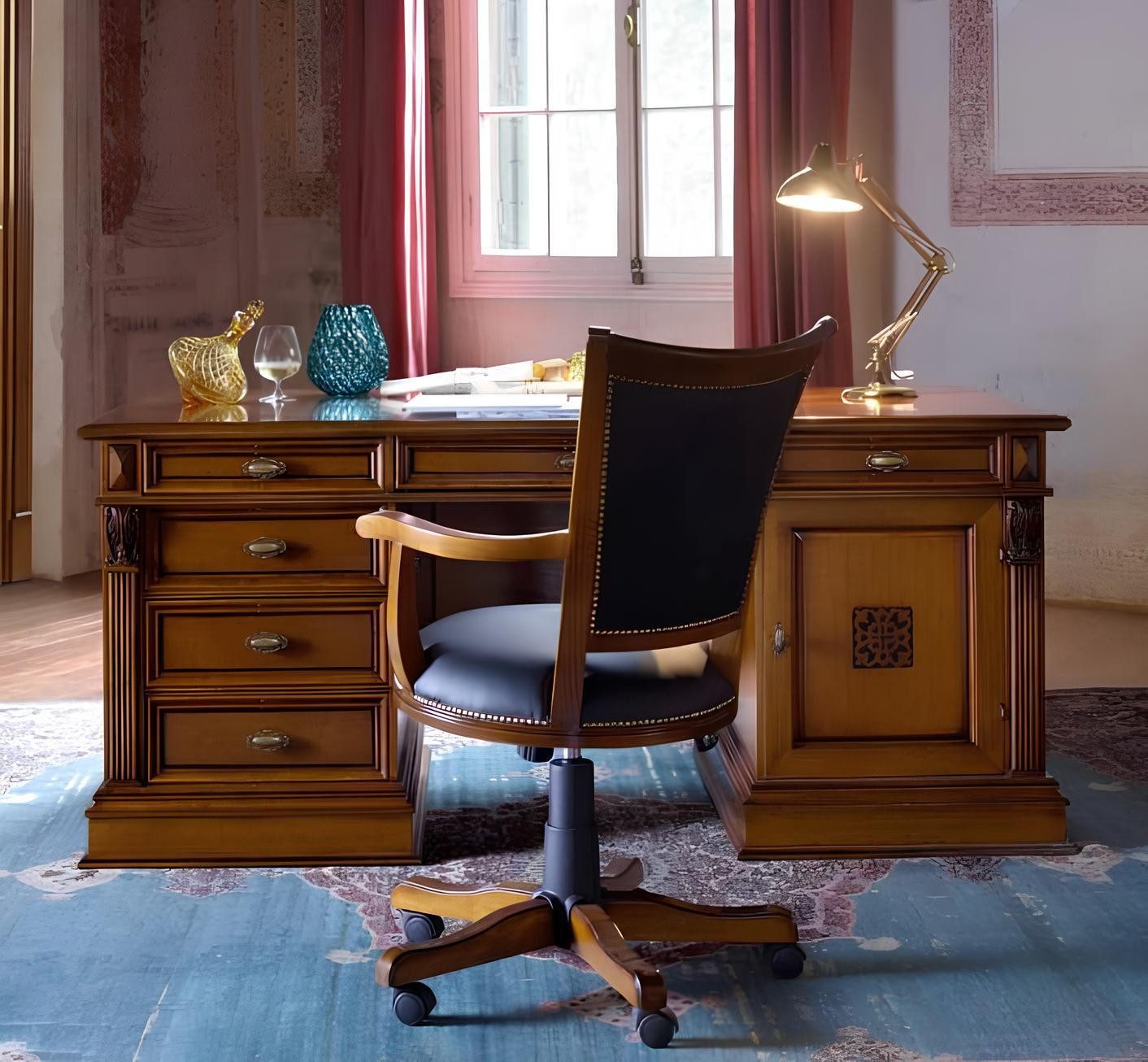 JVmoebel Büromöbel-Set Italienisches Barock Büromöbel im Rokoko-Stil aus Holz, Made in Europa