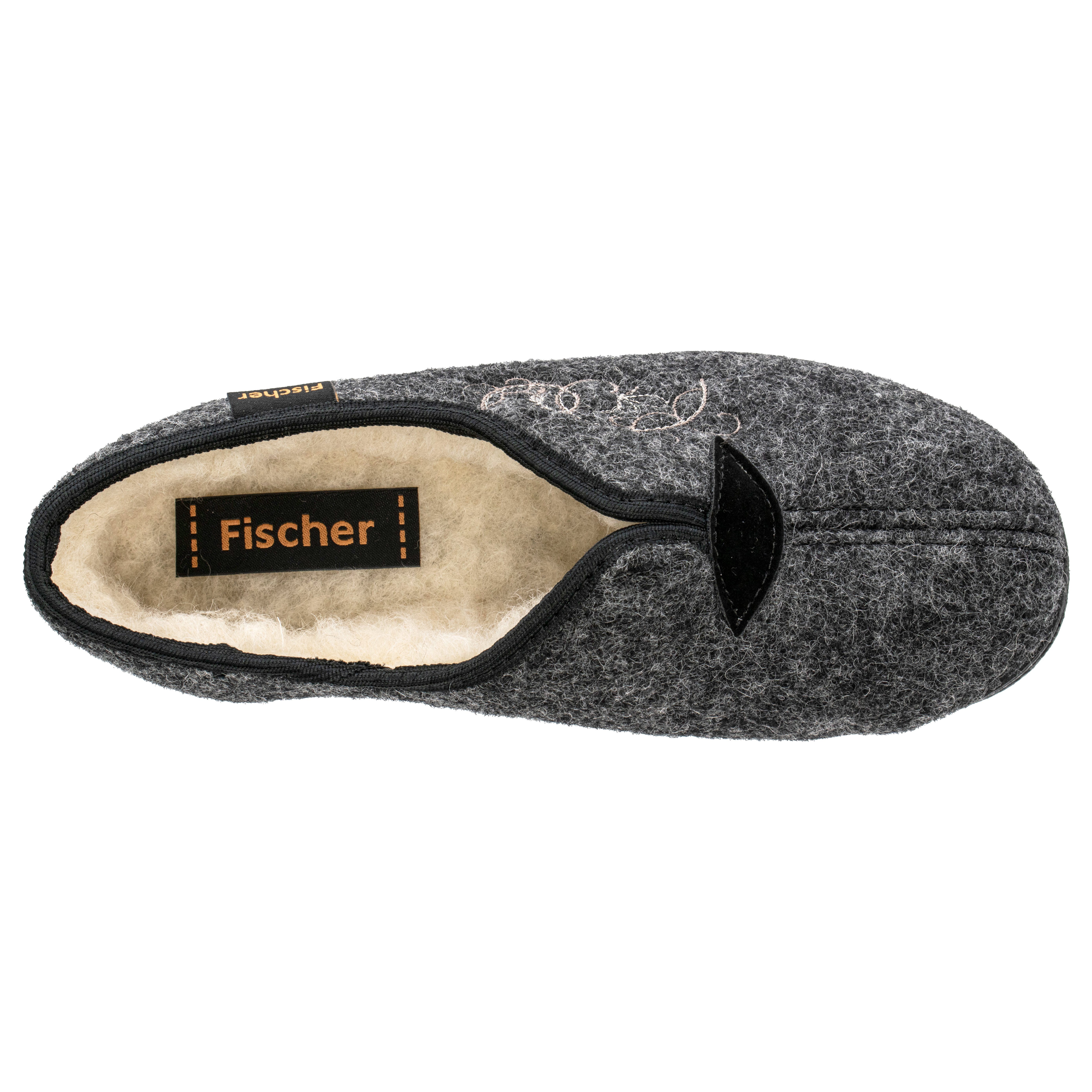 Fischer-Markenschuh Dora Hausschuh zum Schlupfen, Schurwollfutter, Wollfilz, wärmend