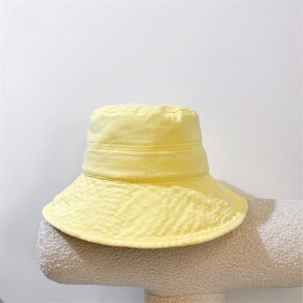 GelldG Sonnenhut Damen Herren Denim Gewaschene Baumwolle Trendy Bucket Hut gelb