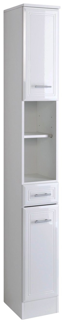 HELD MÖBEL Hochschrank Neapel Breite 25 cm, mit Hochglanzfronten und eleganter Fräsung weiß