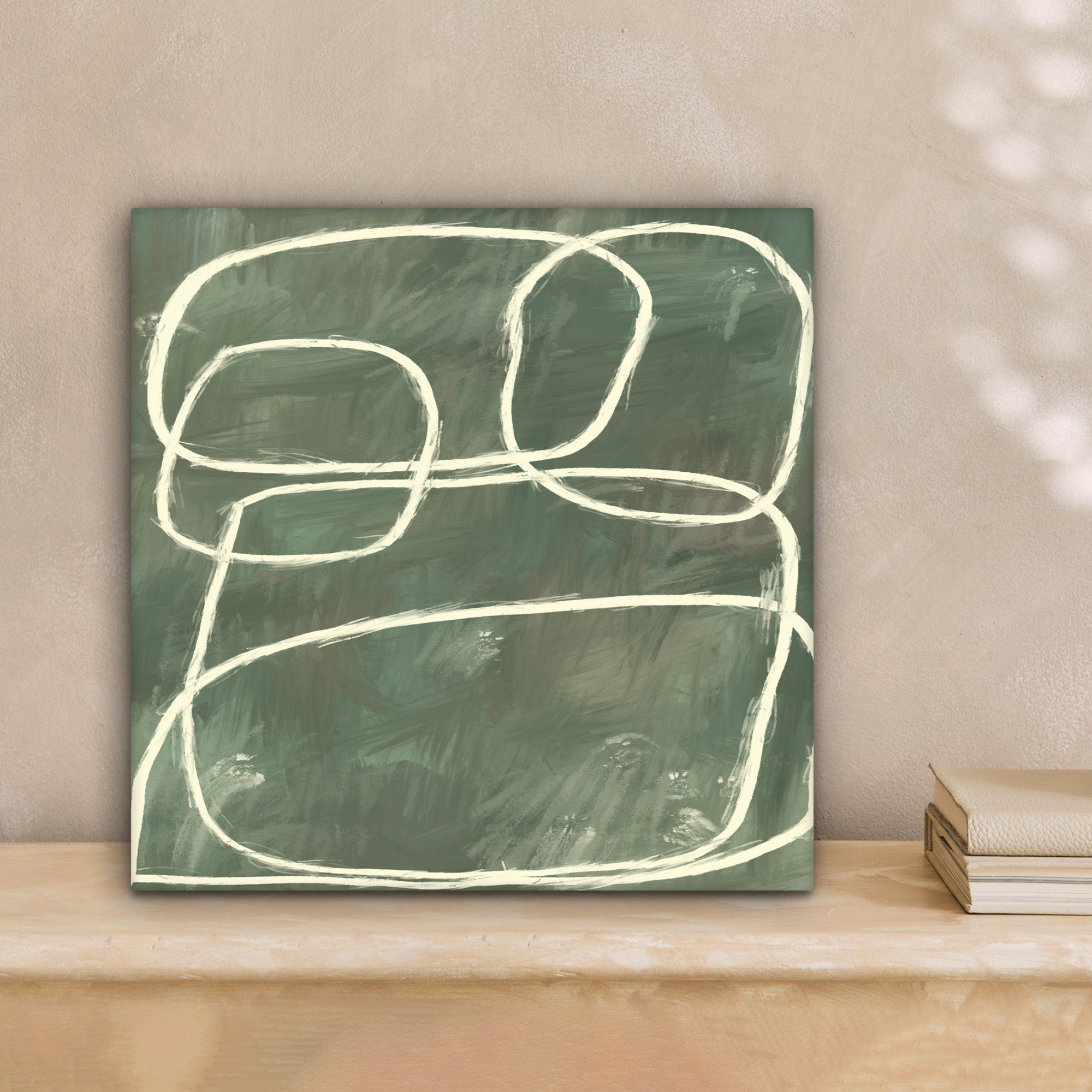 OneMillionCanvasses® Leinwandbild Abstrakt - - Schlafzimmer, Bilder 20x20 Kunst (1 Leinwand für - Modern, cm Grün St), Wohnzimmer
