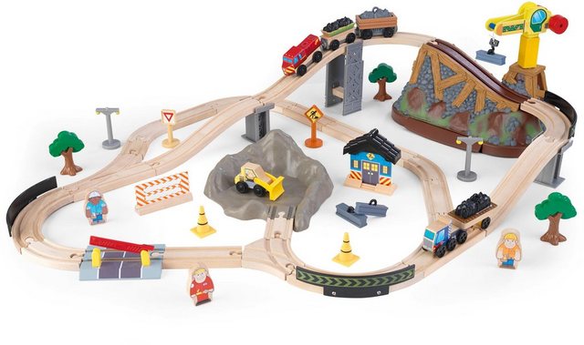 KidKraft® Spielzeug-Eisenbahn »Eisenbahnset Baustelle mit Aufbewahrungsbox«