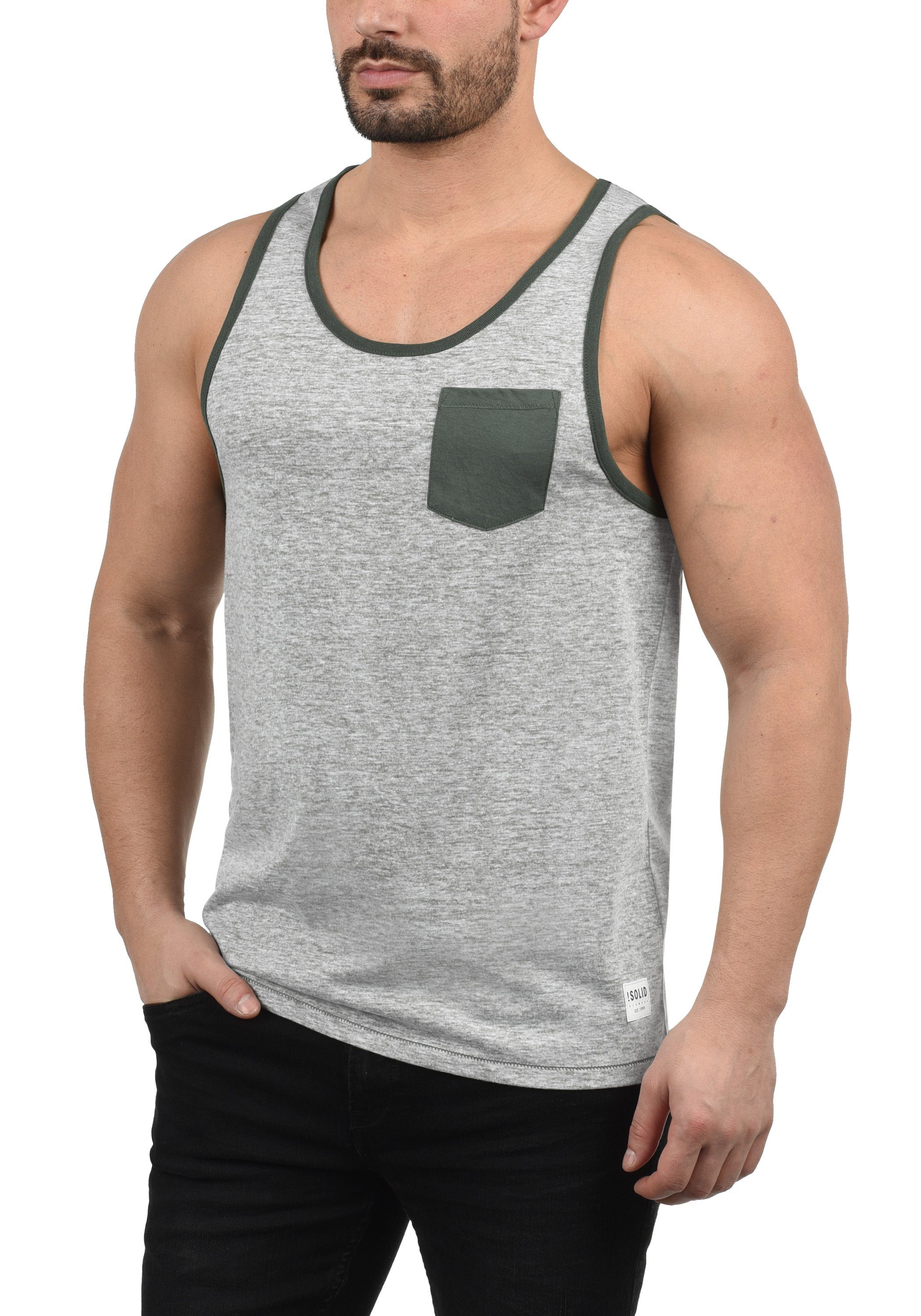 !Solid Tanktop SDTell ärmelloses Shirt mit kontrastfarbener Brusttasche