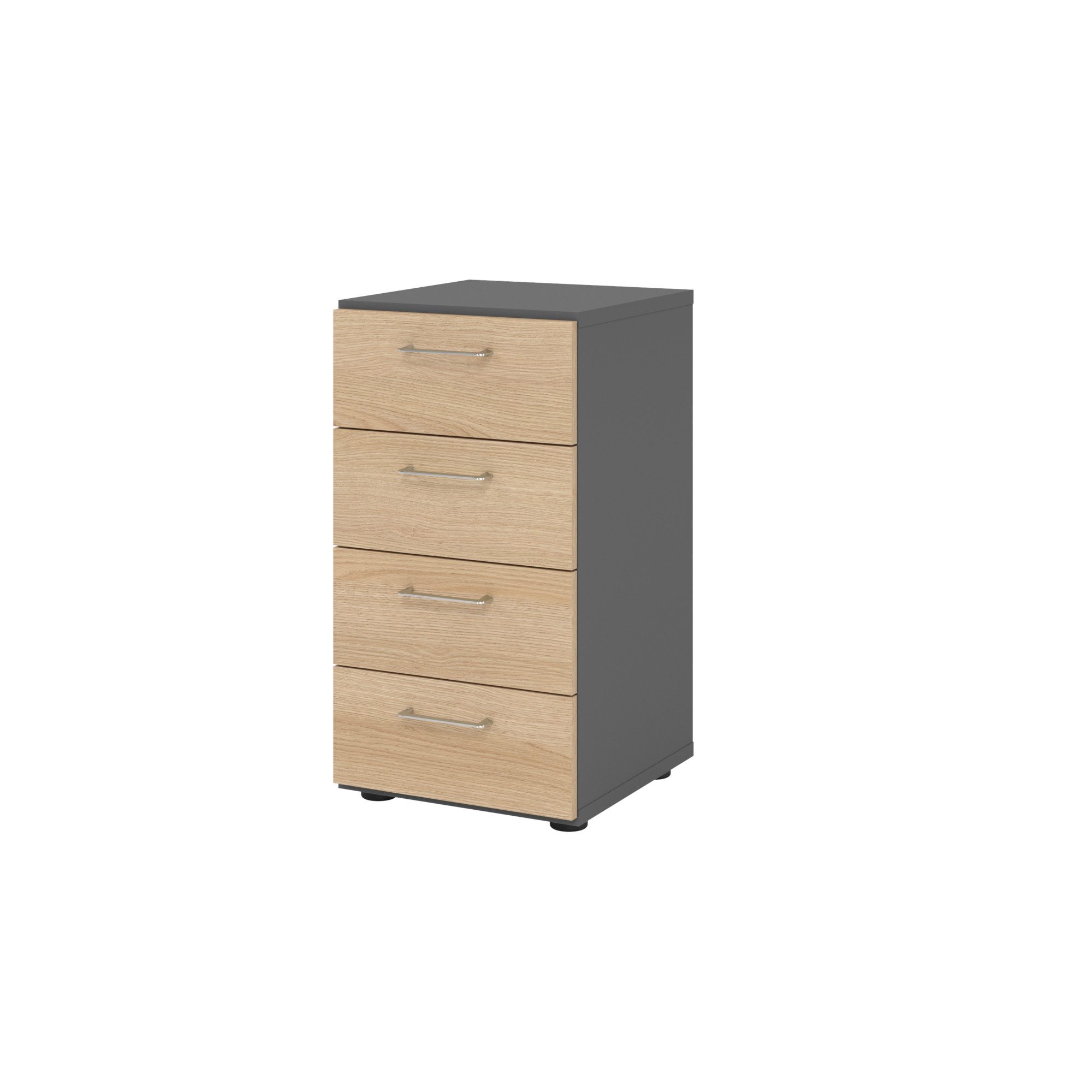 Hängeschuhschrank Regal 2OH 4 Schübe graphit/Eiche