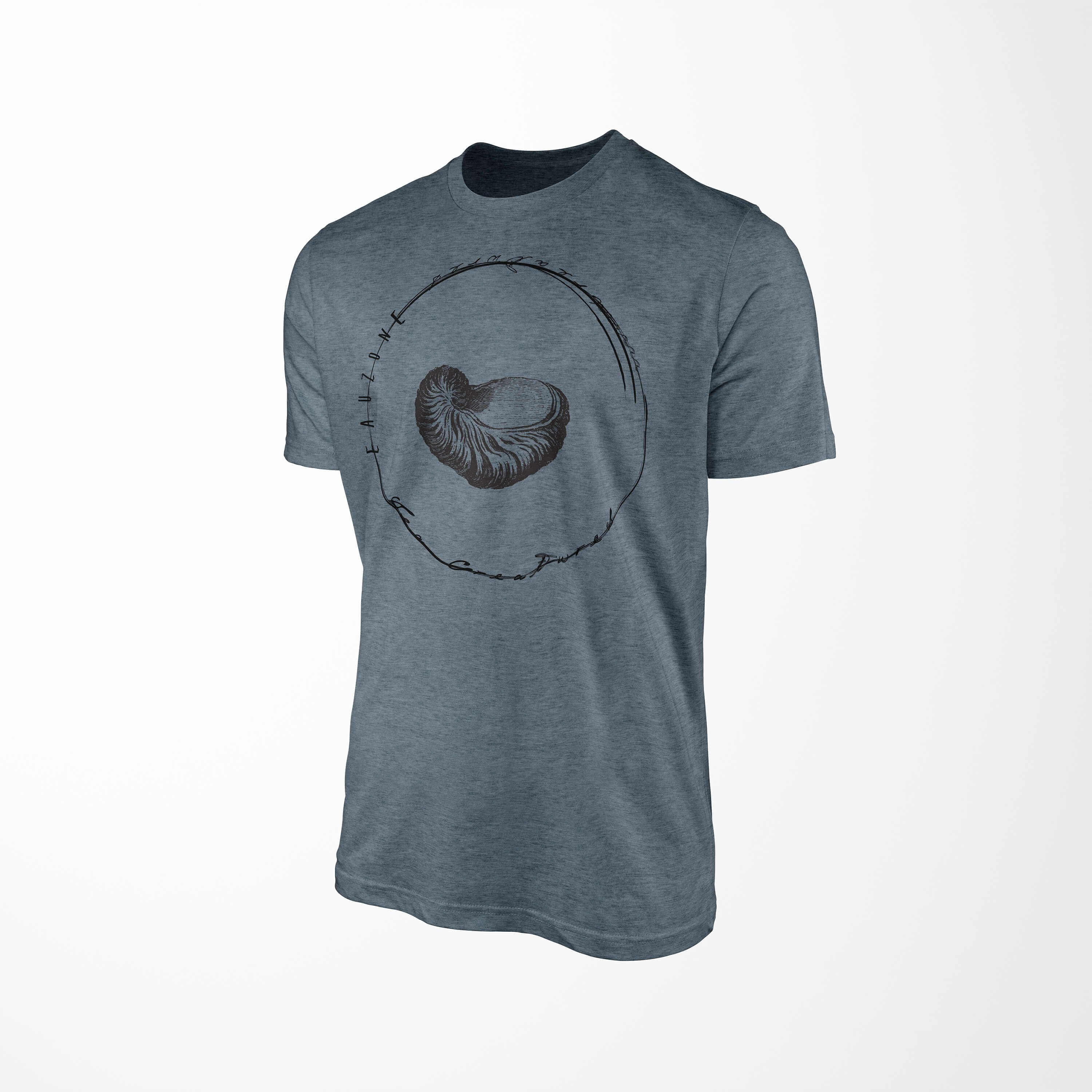 Sea und Art Sinus Sea Creatures, / Fische T-Shirt sportlicher feine 020 T-Shirt Schnitt - Tiefsee Struktur Indigo Serie:
