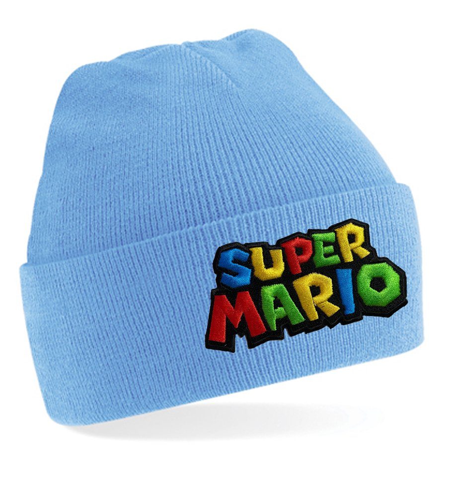Blondie & Brownie Beanie Unisex Erwachsenen Mütze Super Mario Yoshi Luigi Stick Hellblau