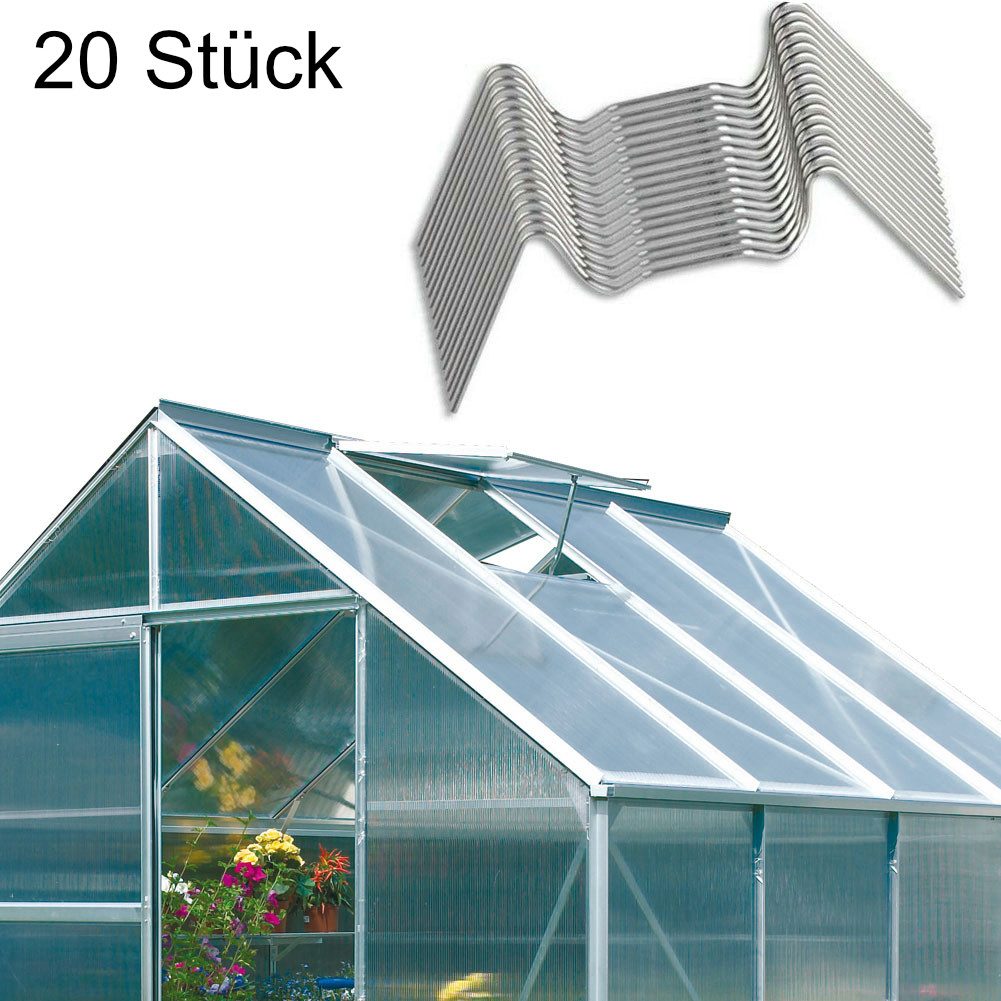 Vitavia Gewächshaus Glasfederklammern für Vitavia Gewächshäuser, 20-St., (silber, 20 Stück)