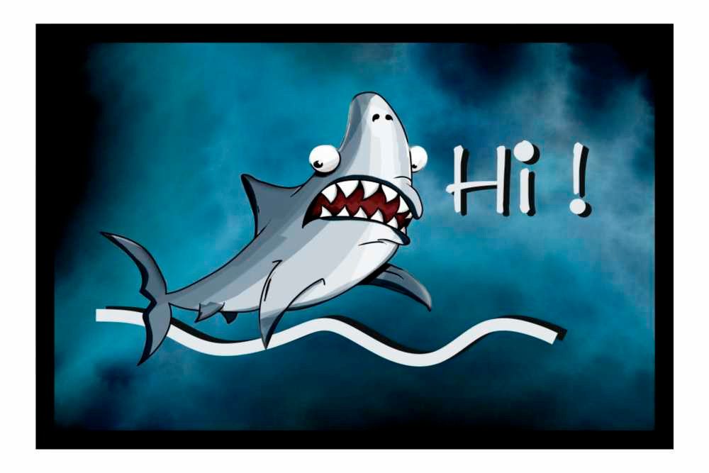 Ladreas Fußmatte Schmutzfangmatte Hi Comicfigur Hai Fisch F1038, 60x40