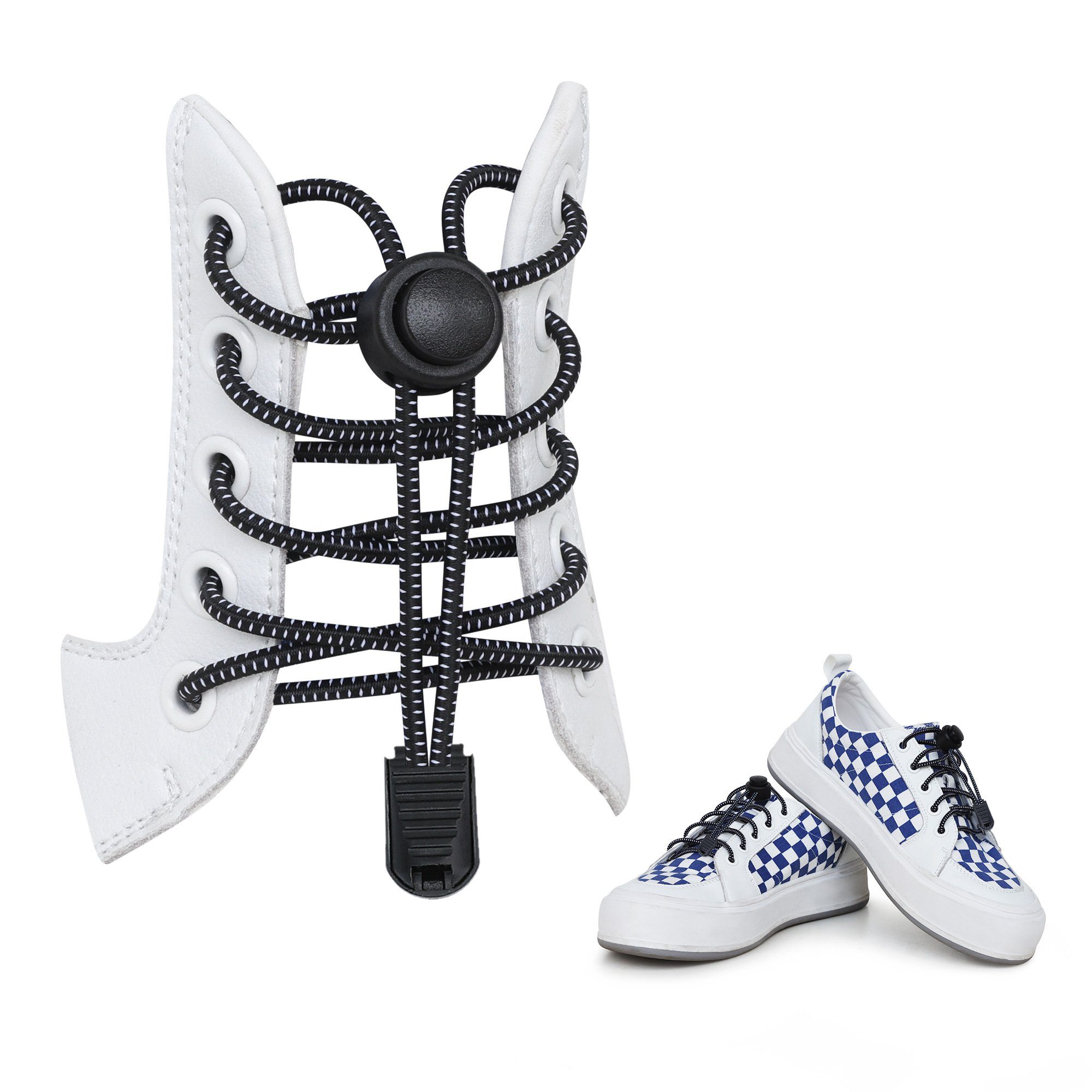 kürzbar Elastische Schnürsenkel 120 - 2x Schnürsenkel kwmobile mit Schnellverschluss, cm Länge mit Schuhbänder Schnellschnürsystem