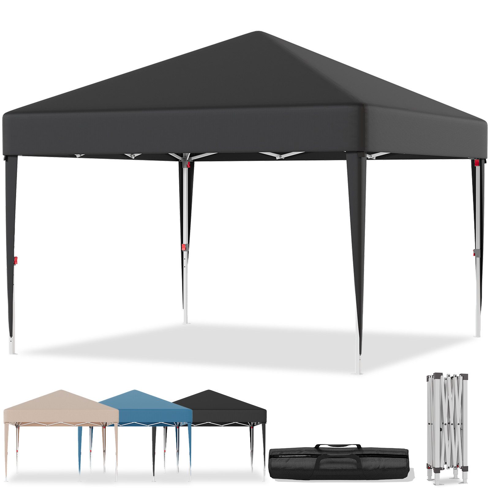 HOMALL Faltpavillon Faltbares Gartenpavillon Gartenzelt 3*3m UV-Schutz Partyzelt, mit 4 Seitenteilen, (3*3 erhältlich in verschiedenen Ausführungen, mit und ohne Seitenwände, wasserdichtes und sonnengeschütztes Partyzelt), Pop-Up Pavillon mit Erdheringen Seilen, Sandsäcken und Transporttasche