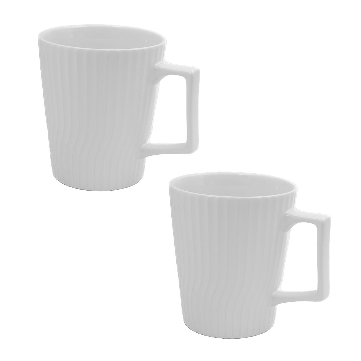 Intirilife Tasse, 2-tlg., Keramik, Kaffee Tee Tasse 400 ml 12.5 x 7.1 / 9.4 x 10.5 cm gerilltes Muster