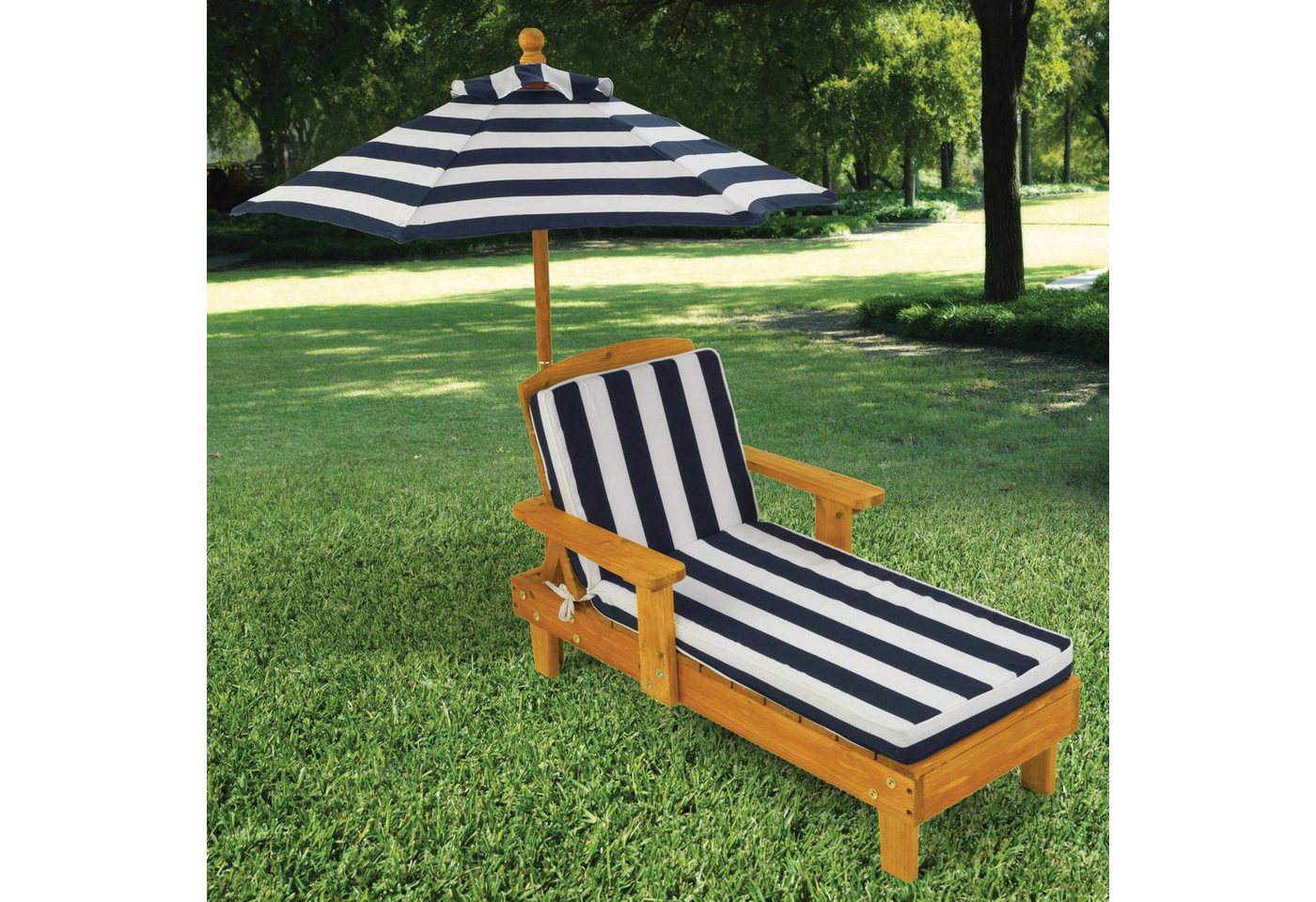 KidKraft® Kinderklappstuhl »Liegestuhl mit Sonnenschirm, weiß-blau«-HomeTrends