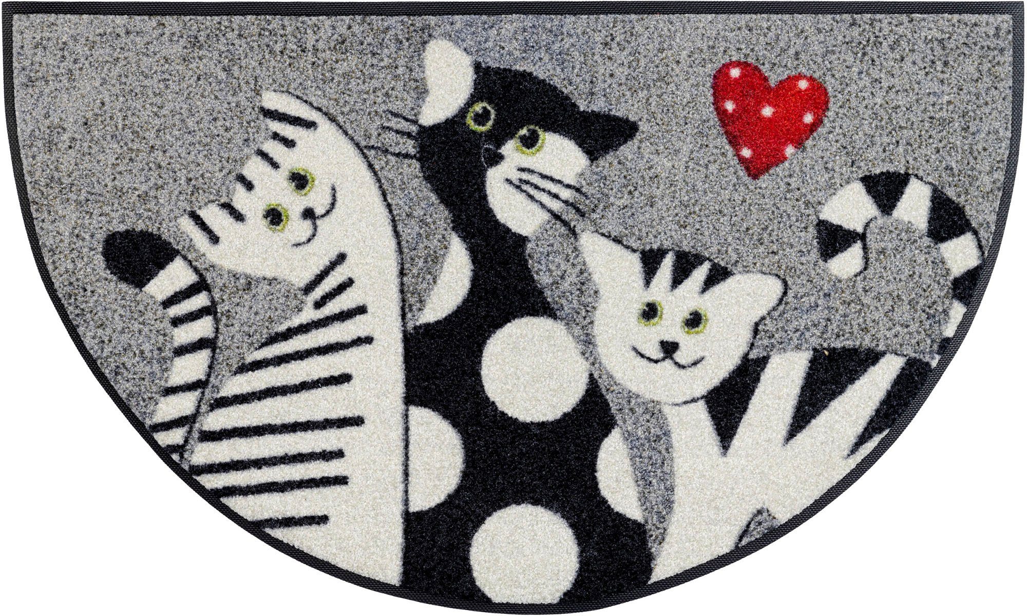 Fußmatte Round Cat Trio, Höhe: Kleen-Tex, by wash+dry mm rechteckig, 7