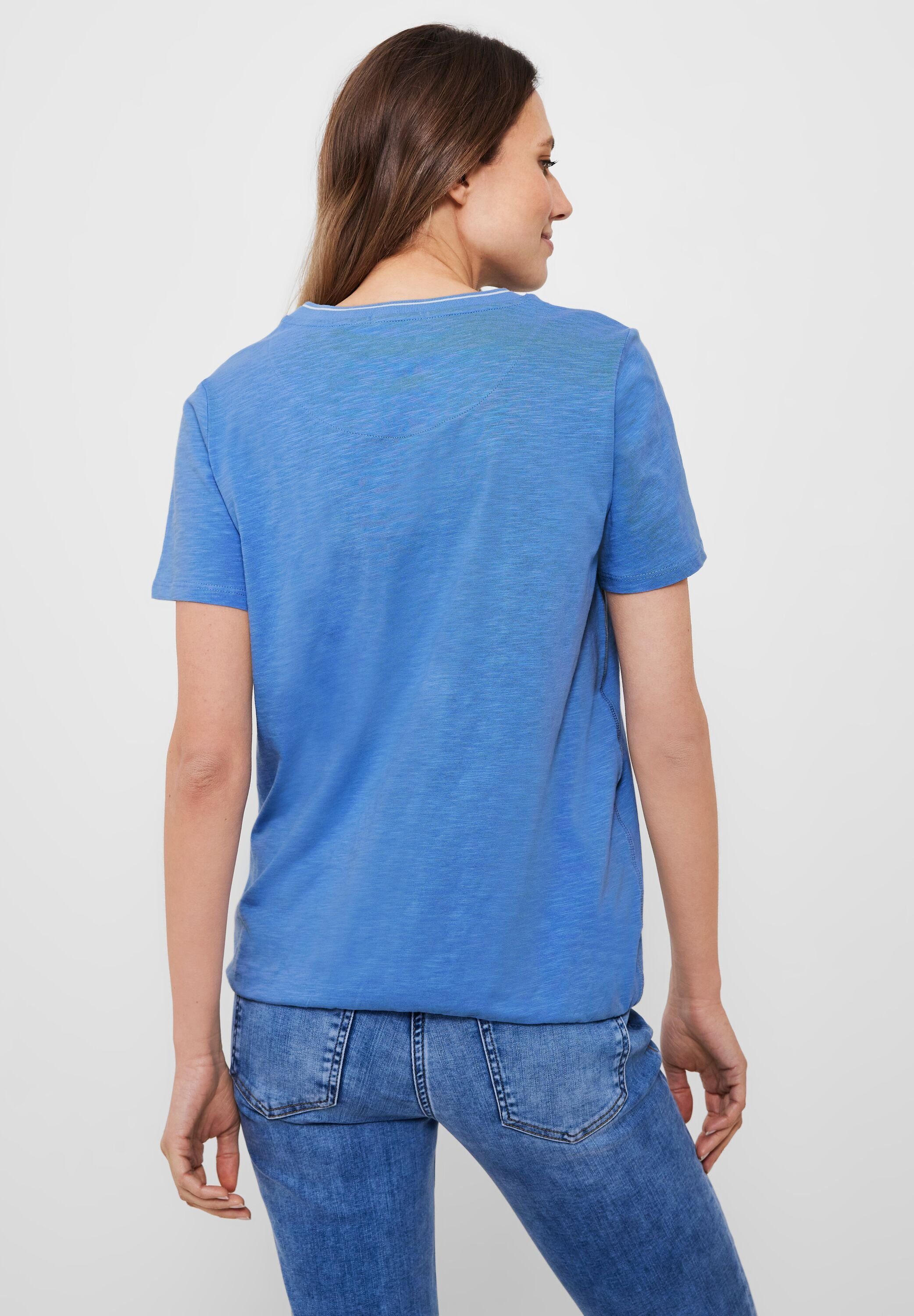 Cecil 3/4-Arm-Shirt in Unifarbe blue campanula