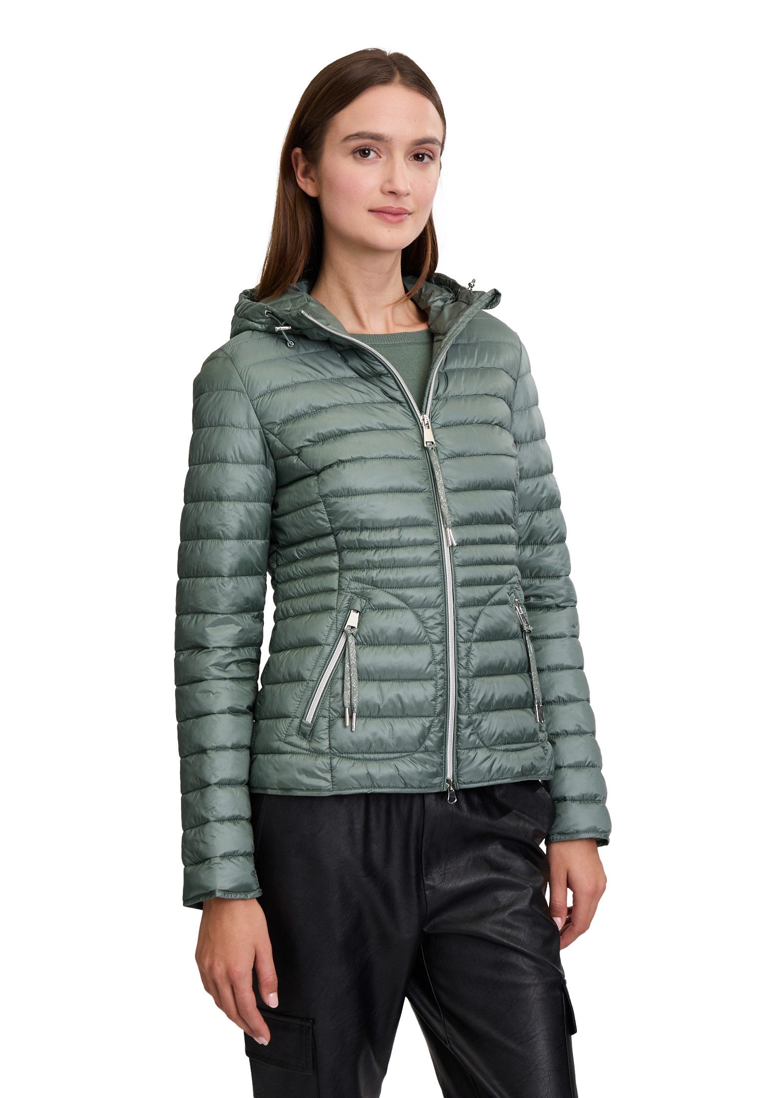 Cartoon Steppjacke Damen mit Reißverschlusstaschen