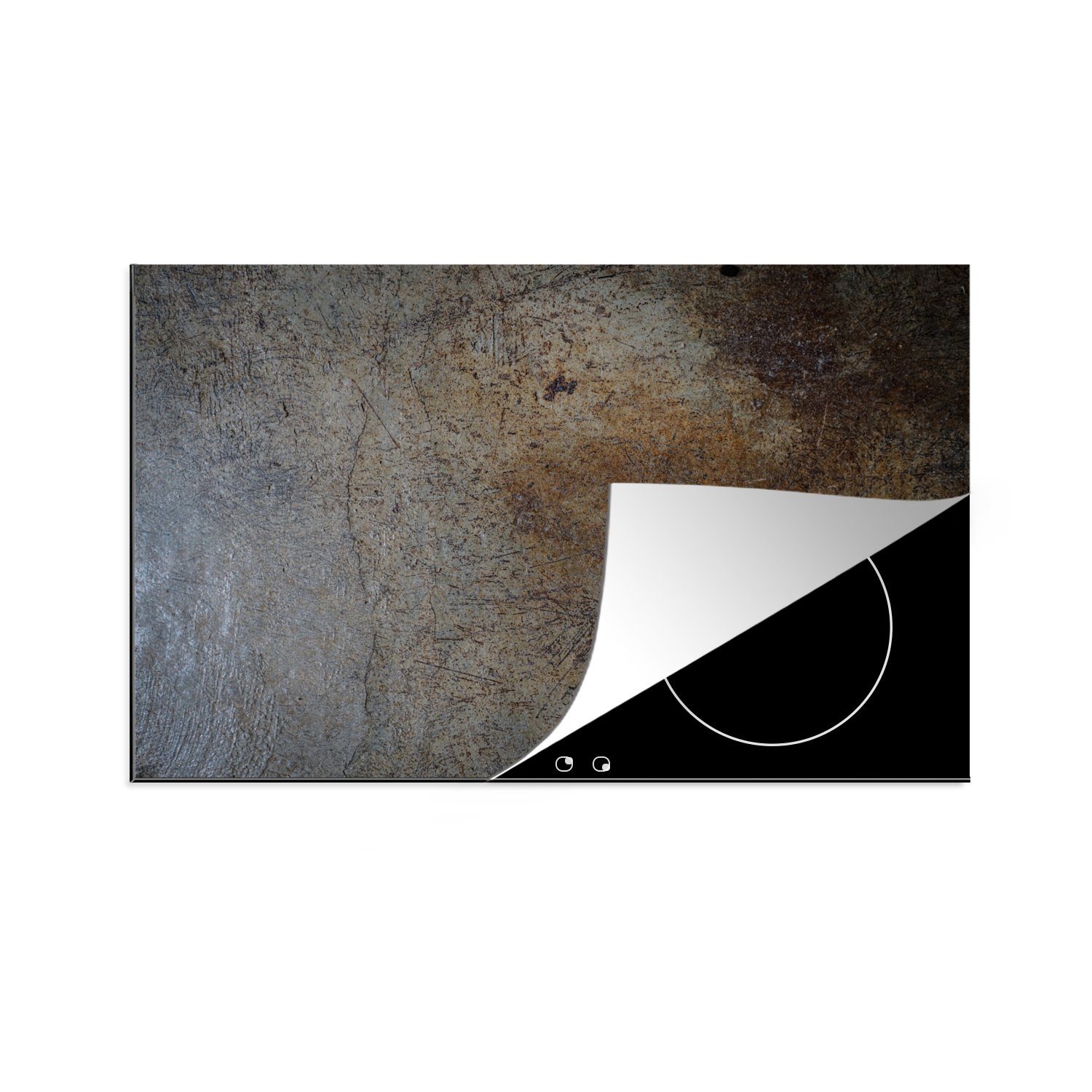 MuchoWow Herdblende-/Abdeckplatte Beton - Wand - Orange, Vinyl, (1 tlg), 81x52 cm, Induktionskochfeld Schutz für die küche, Ceranfeldabdeckung