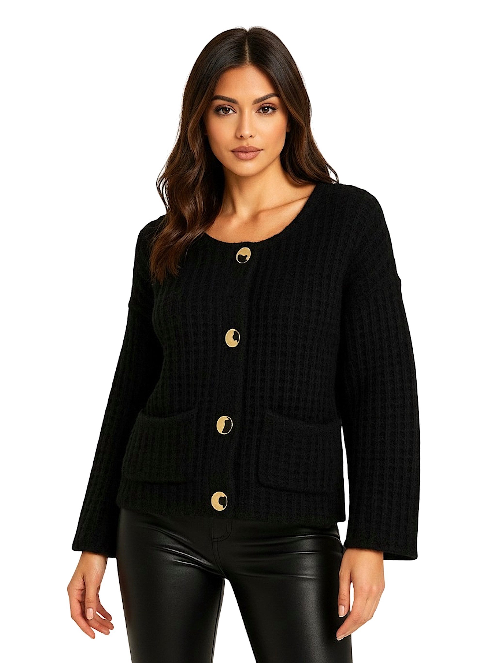 Worldclassca Cardigan WORLDCLASSCA Damen Oversize Cardigan Strickjacke mit Knöpfen Fashion Neue Kollektion - Stilvolle und gemütliche Strickmode für Damen